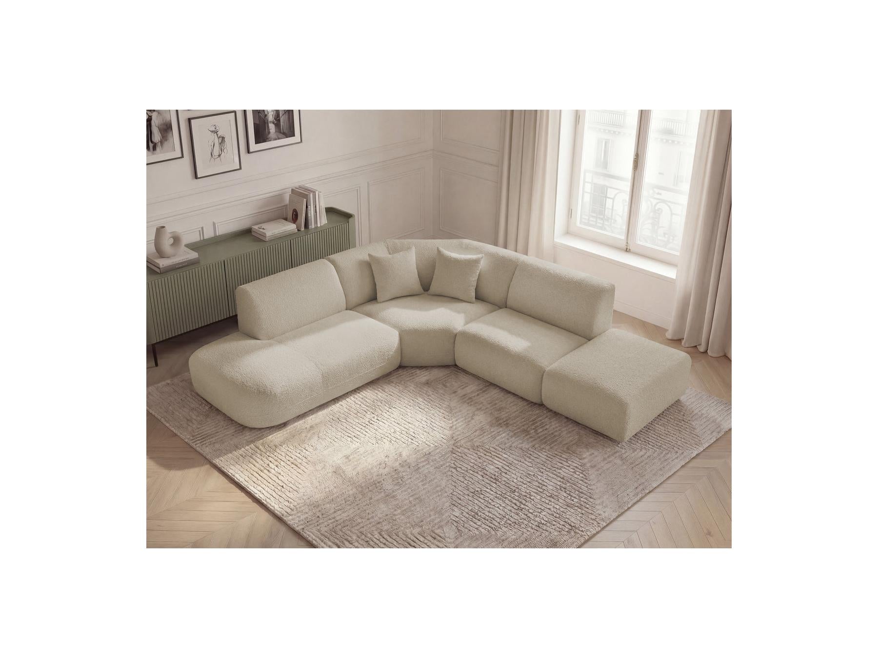Anda - Canapé D'Angle L Fixe Modulable - Tissu Chenille - Angle Gauche