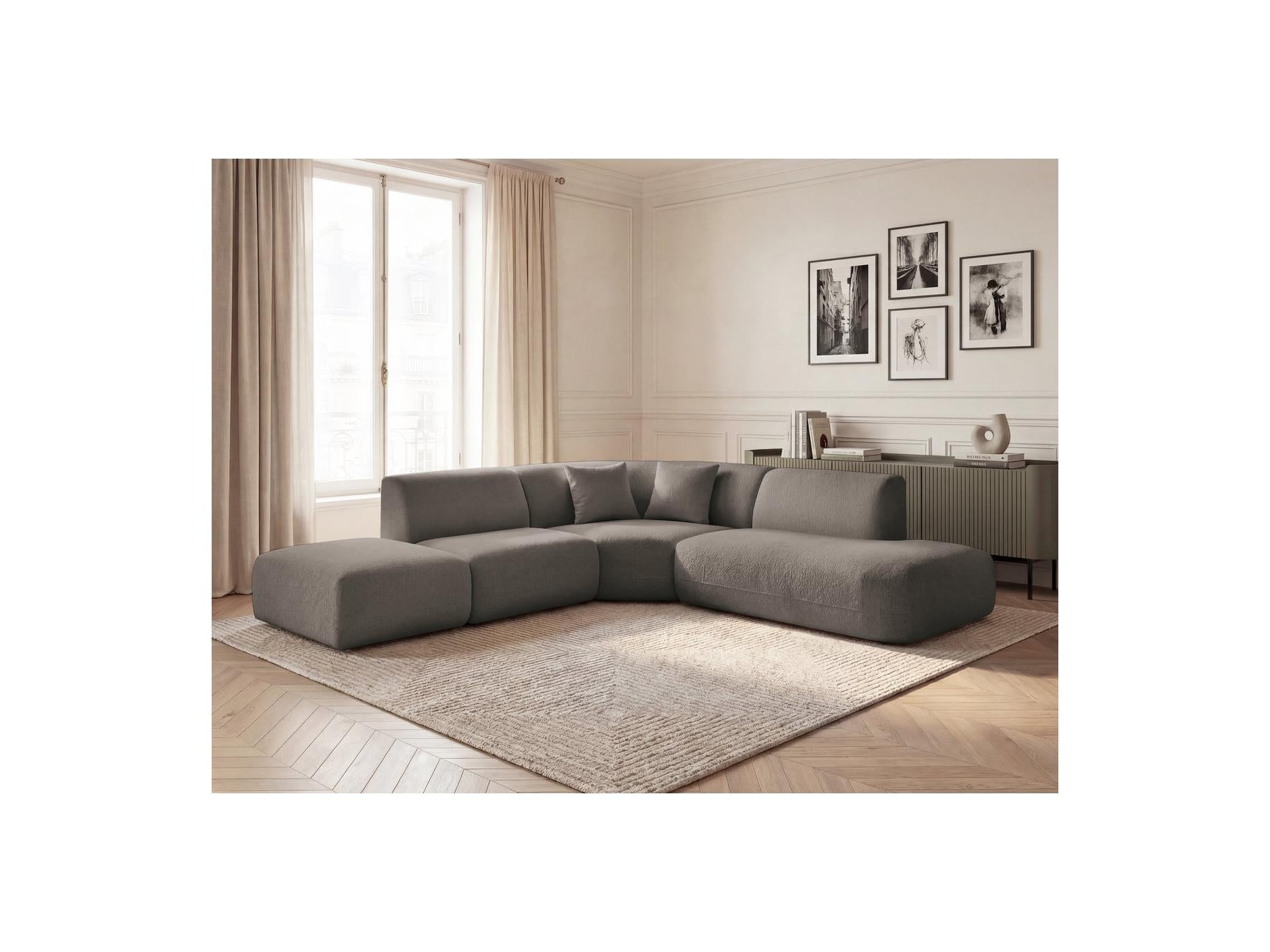 Anda - Canapé D'Angle L Fixe Modulable - Tissu Chenille - Angle Droit