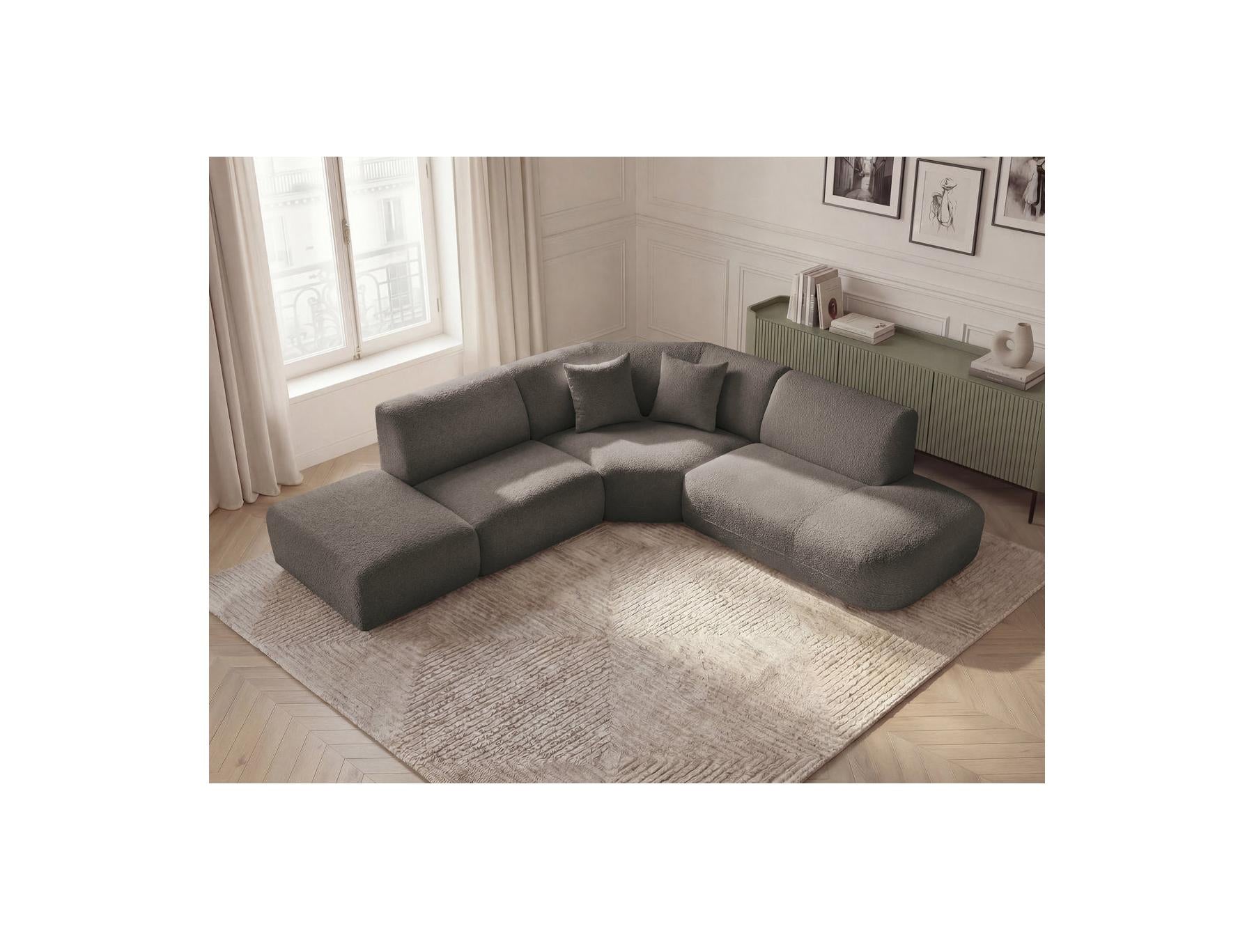 Anda - Canapé D'Angle L Fixe Modulable - Tissu Chenille - Angle Droit