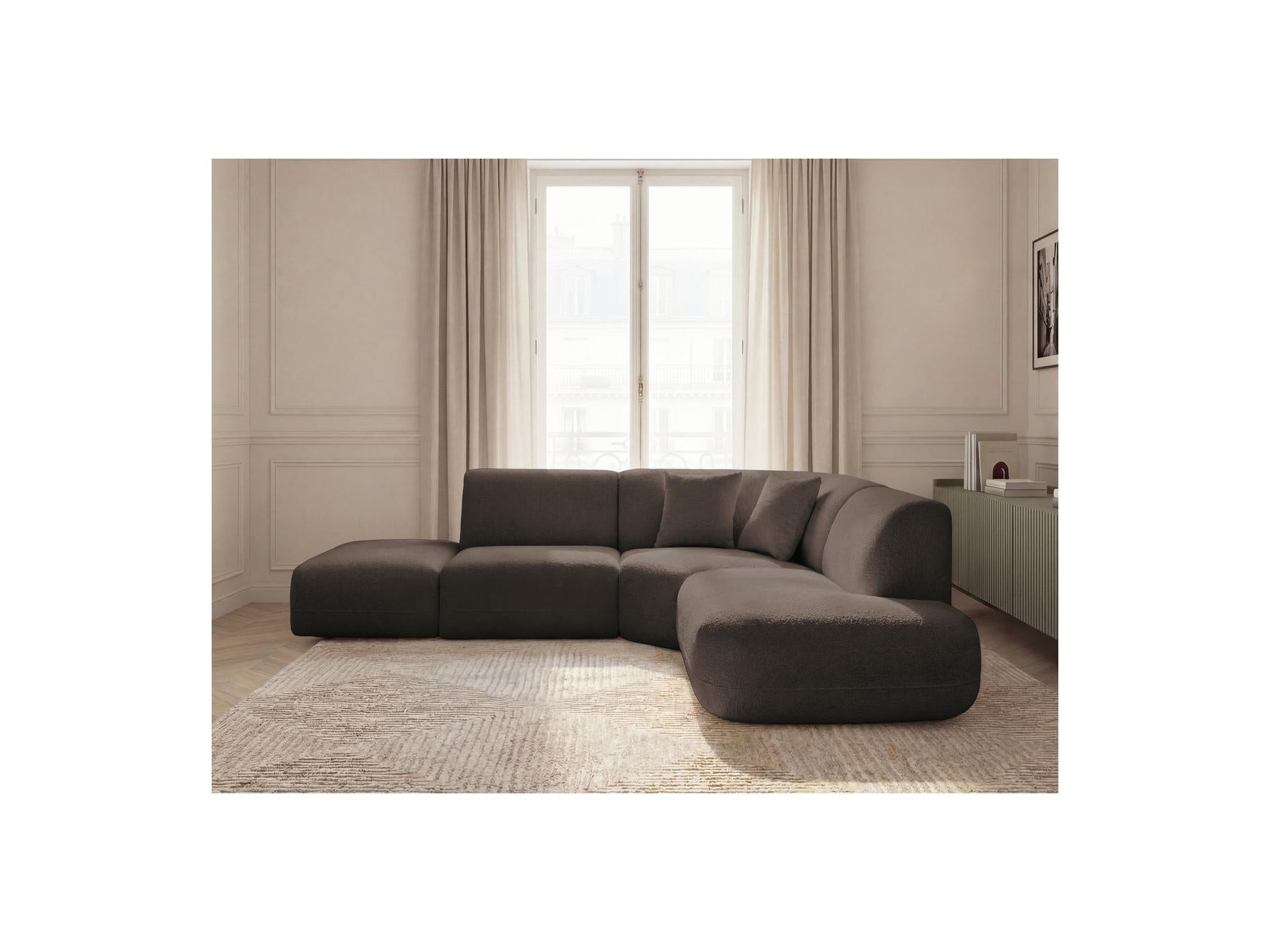 Anda - Canapé D'Angle L Fixe Modulable - Tissu Chenille - Angle Droit