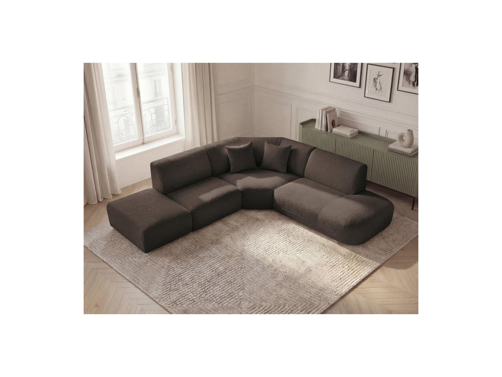 Anda - Canapé D'Angle L Fixe Modulable - Tissu Chenille - Angle Droit