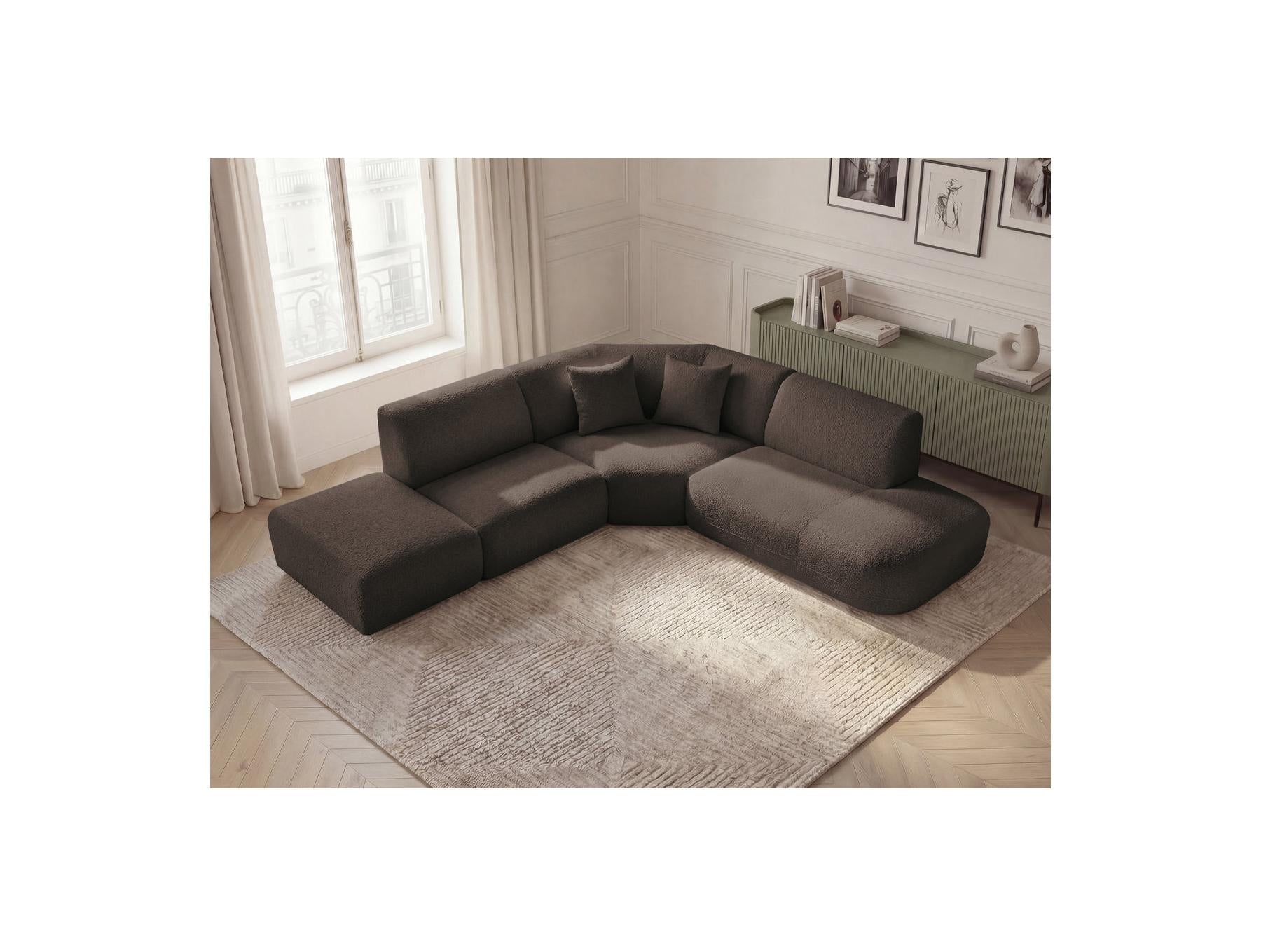 Anda - Canapé D'Angle L Fixe Modulable - Tissu Chenille - Angle Droit
