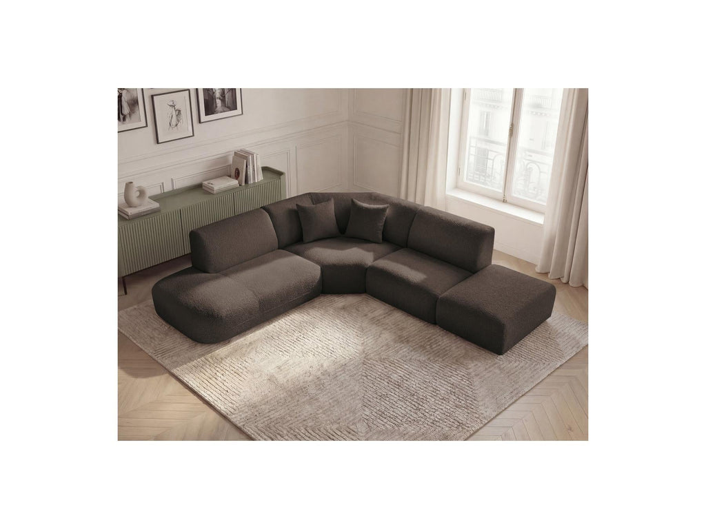 Anda - Canapé D'Angle L Fixe Modulable - Tissu Chenille - Angle Gauche
