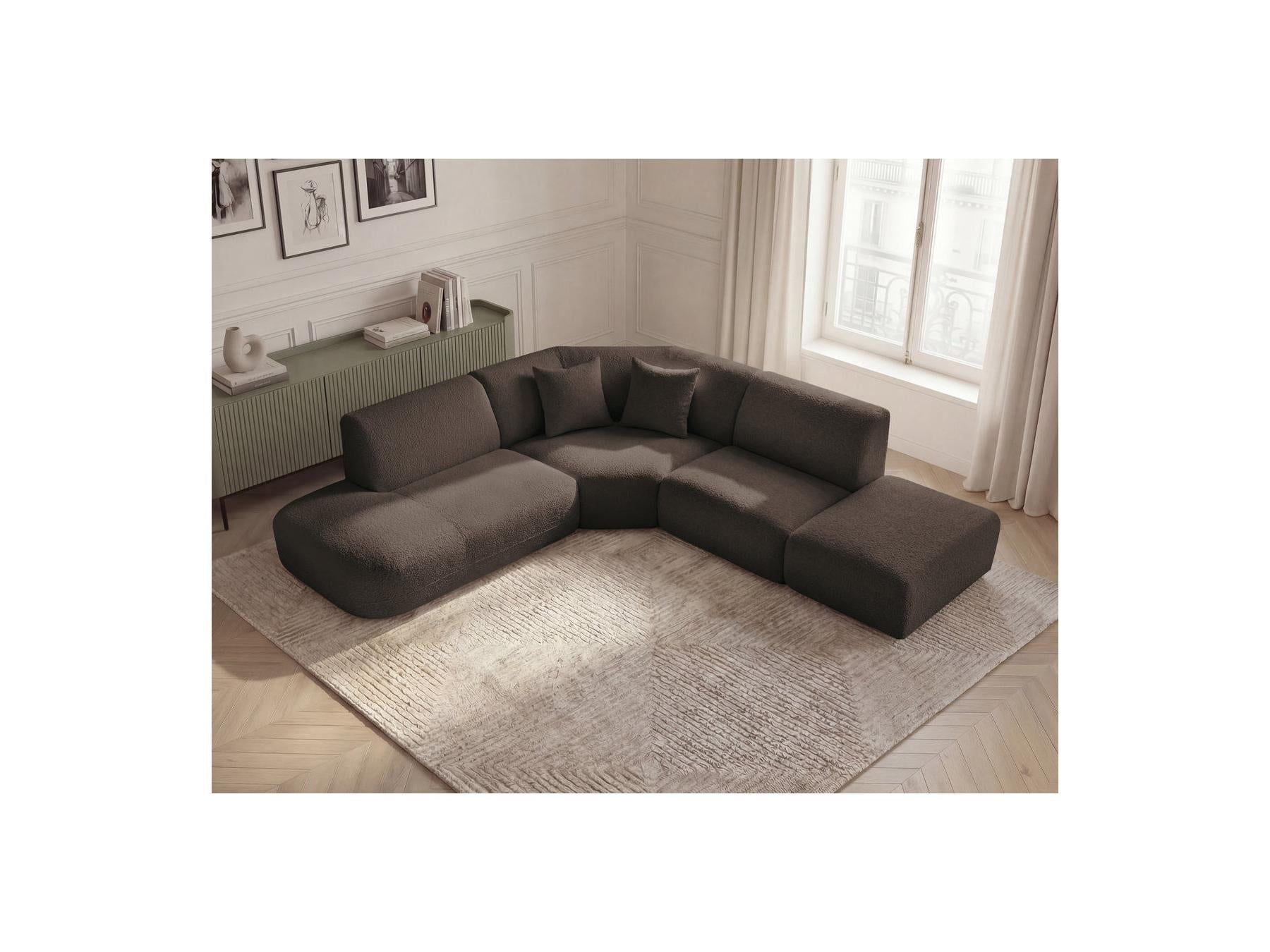 Anda - Canapé D'Angle L Fixe Modulable - Tissu Chenille - Angle Gauche