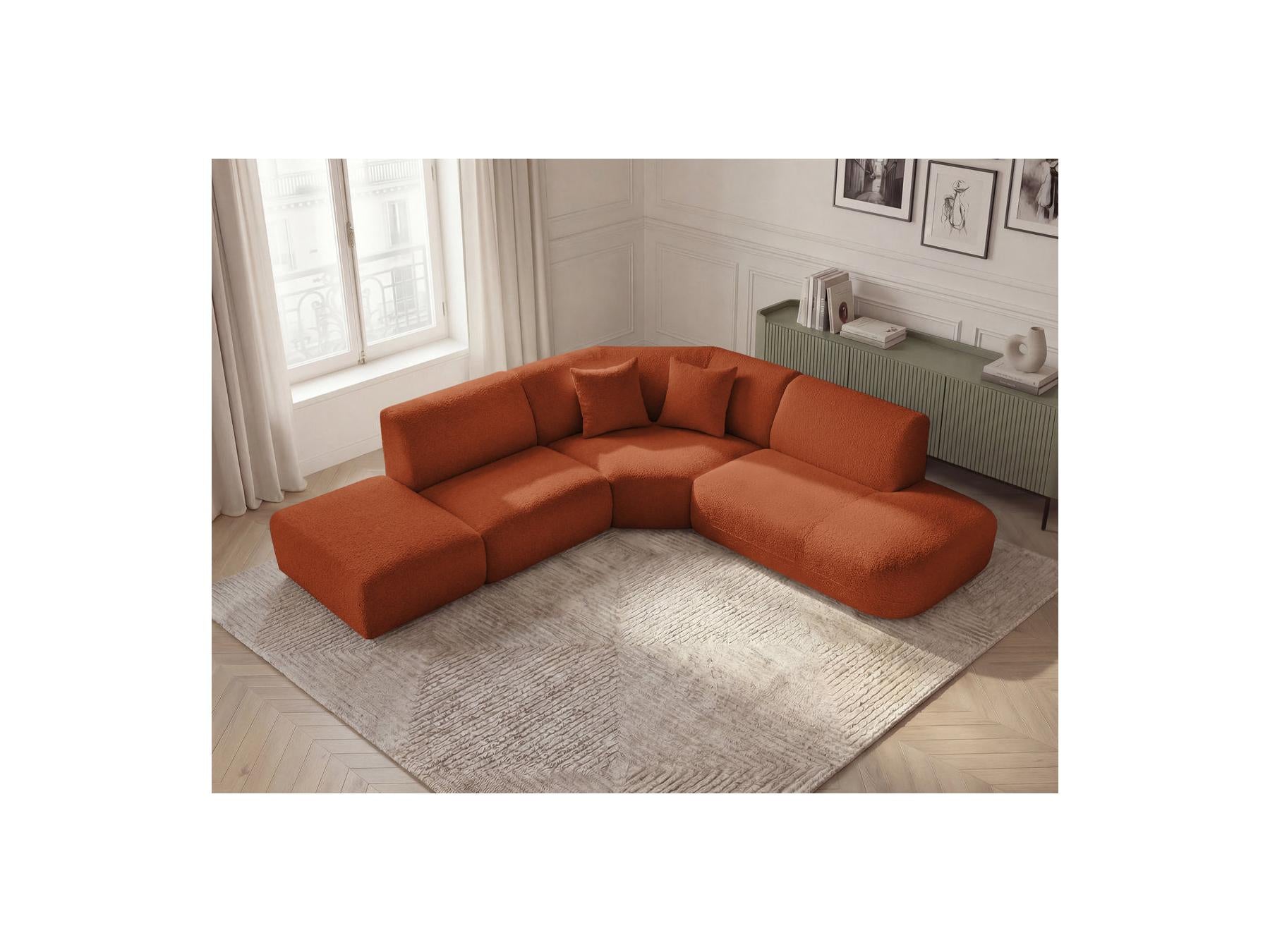Anda - Canapé D'Angle L Fixe Modulable - Tissu Chenille - Angle Droit