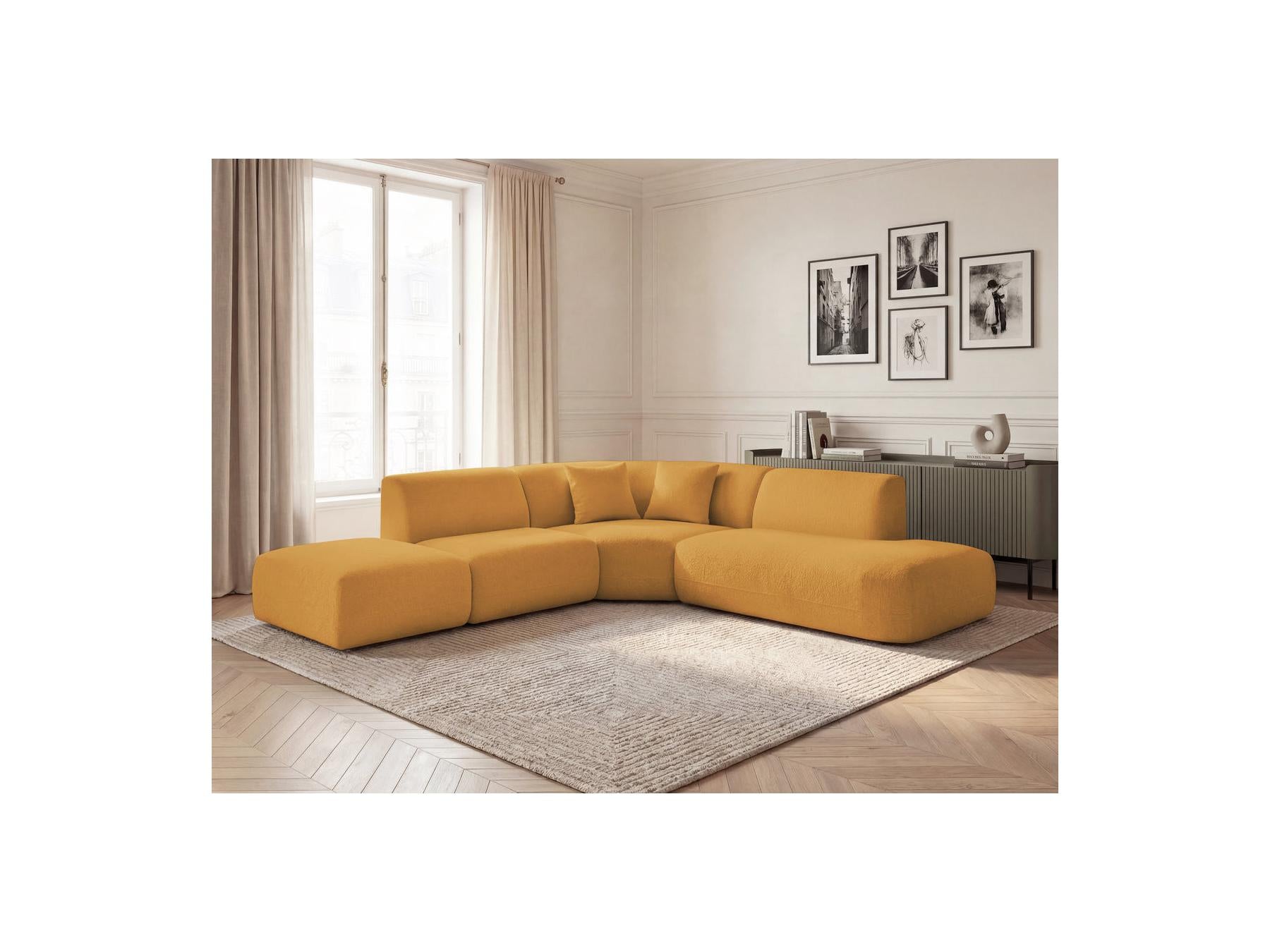 Anda - Canapé D'Angle L Fixe Modulable - Tissu Chenille - Angle Droit