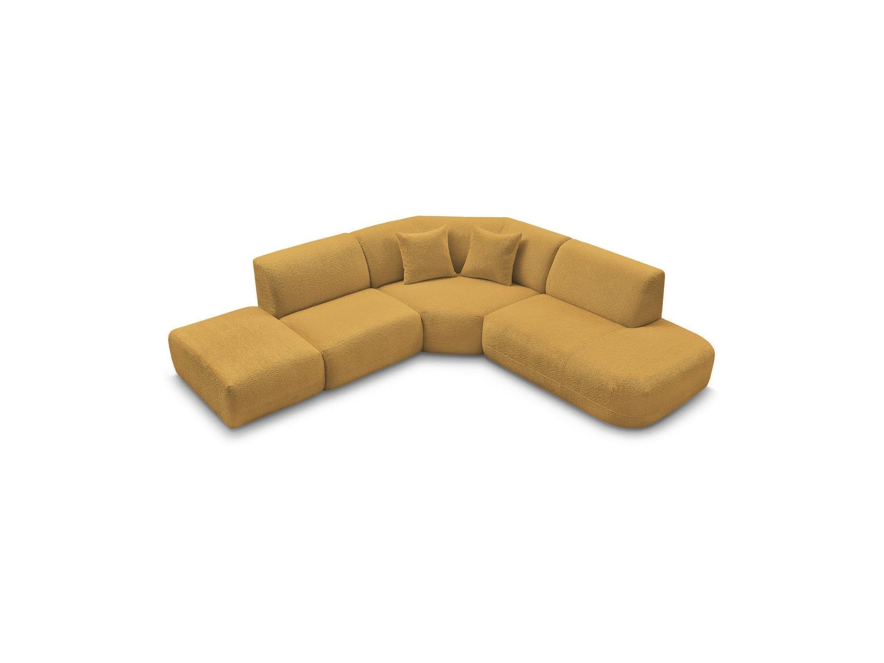Anda - Canapé D'Angle L Fixe Modulable - Tissu Chenille - Angle Droit
