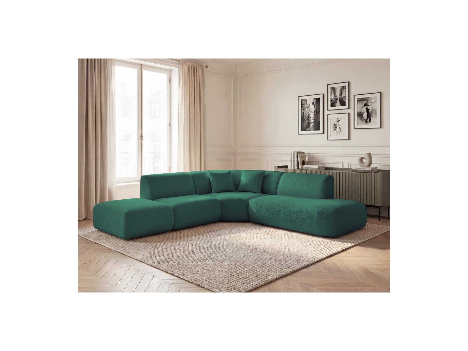 Anda - Canapé D'Angle L Fixe Modulable - Tissu Chenille - Angle Droit
