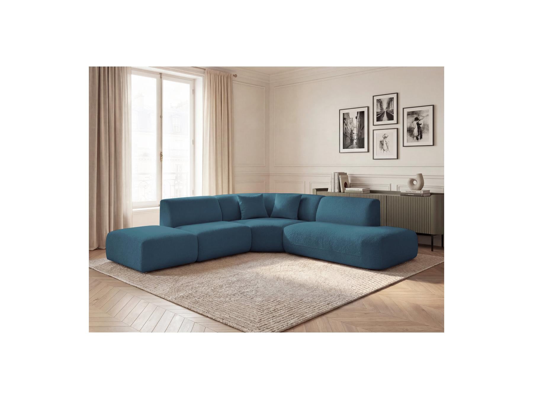 Anda - Canapé D'Angle L Fixe Modulable - Tissu Chenille - Angle Droit