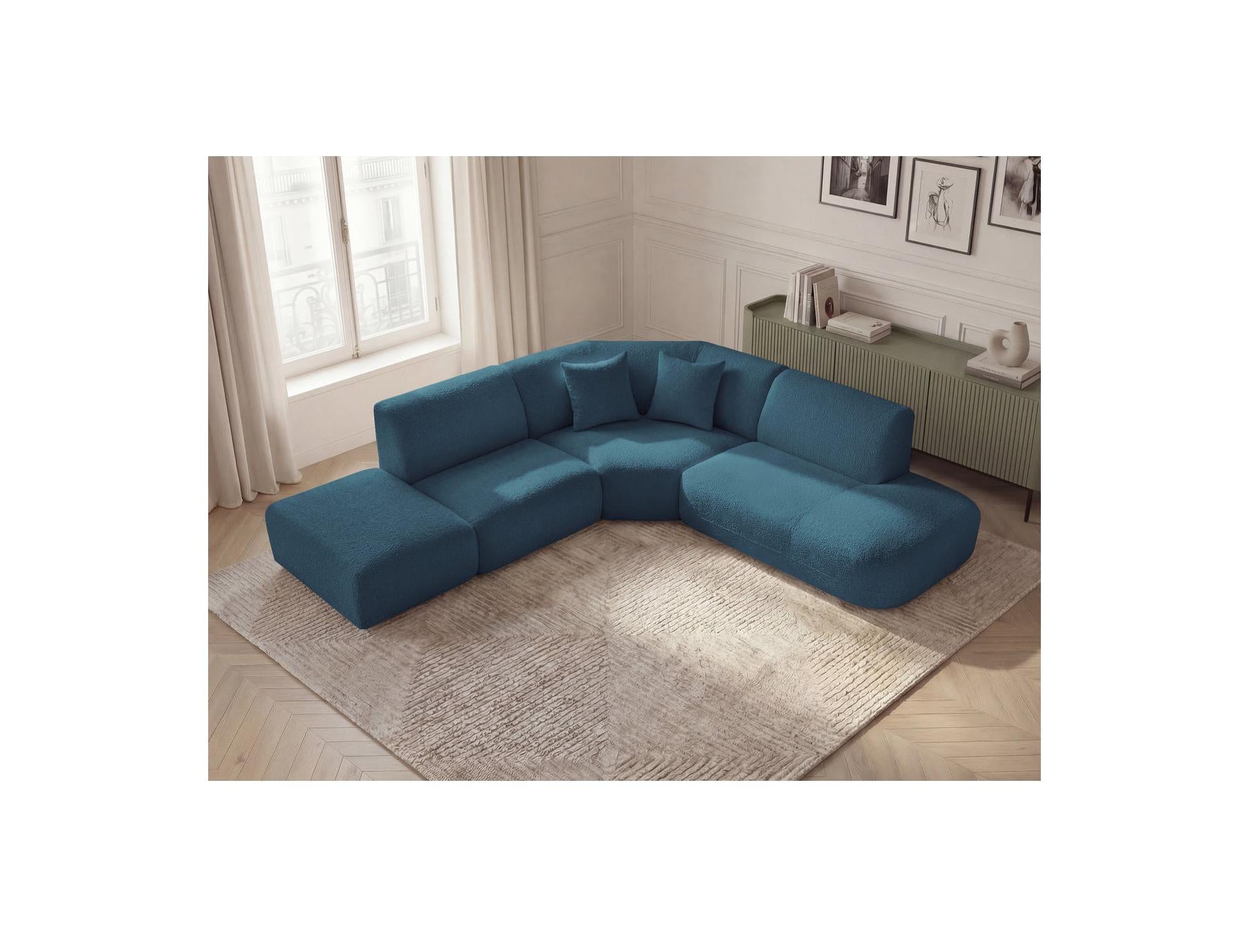 Anda - Canapé D'Angle L Fixe Modulable - Tissu Chenille - Angle Droit