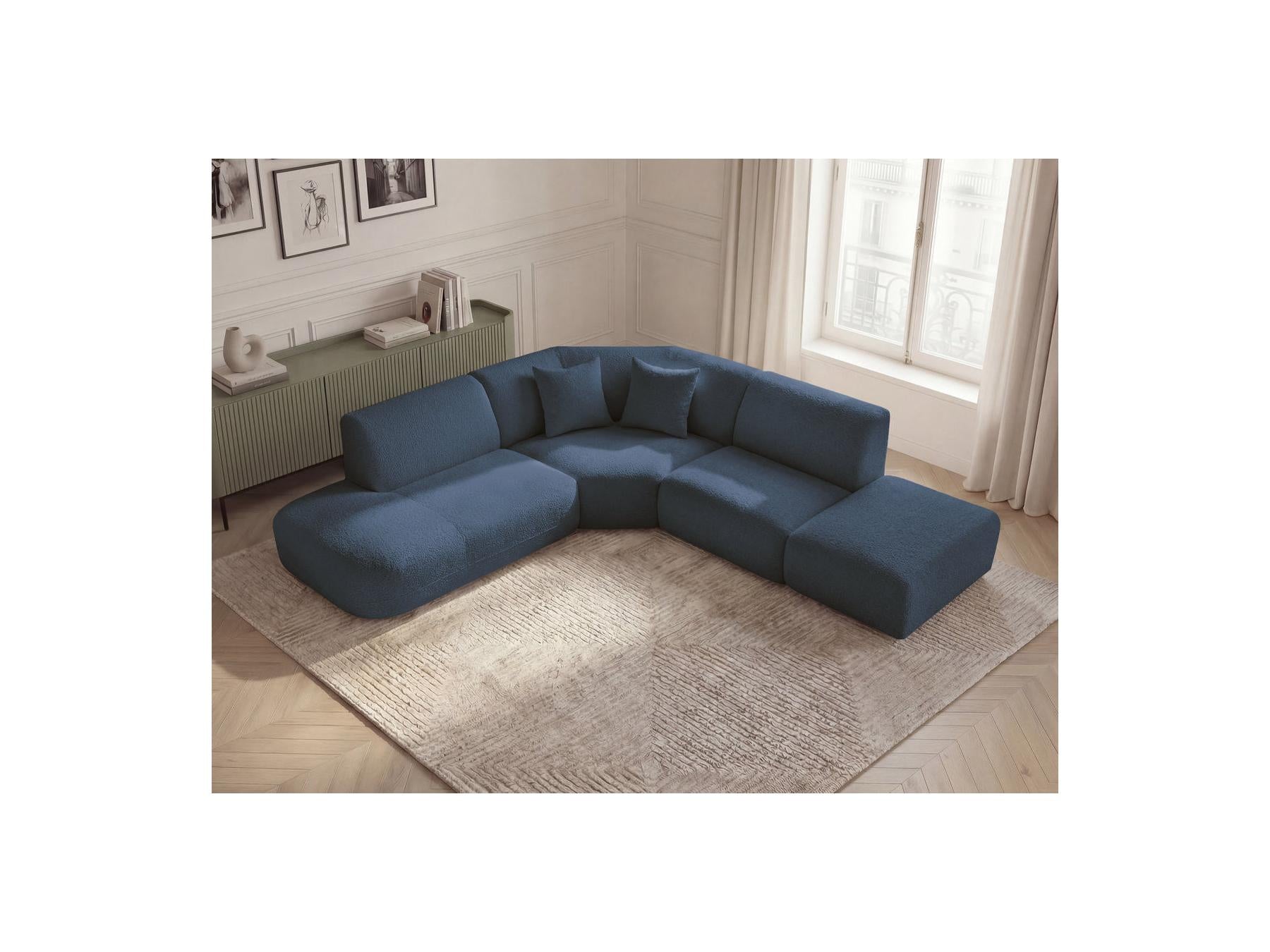 Anda - Canapé D'Angle L Fixe Modulable - Tissu Chenille - Angle Gauche