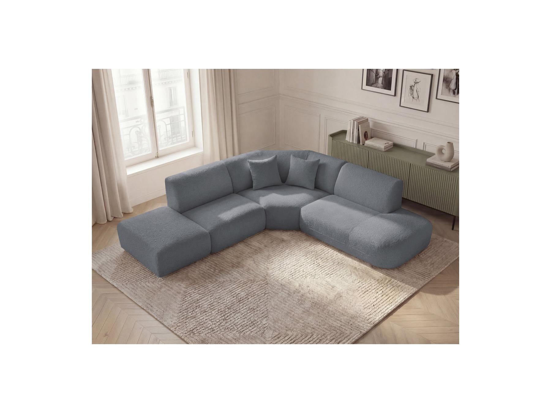 Anda - Canapé D'Angle L Fixe Modulable - Tissu Chenille - Angle Droit