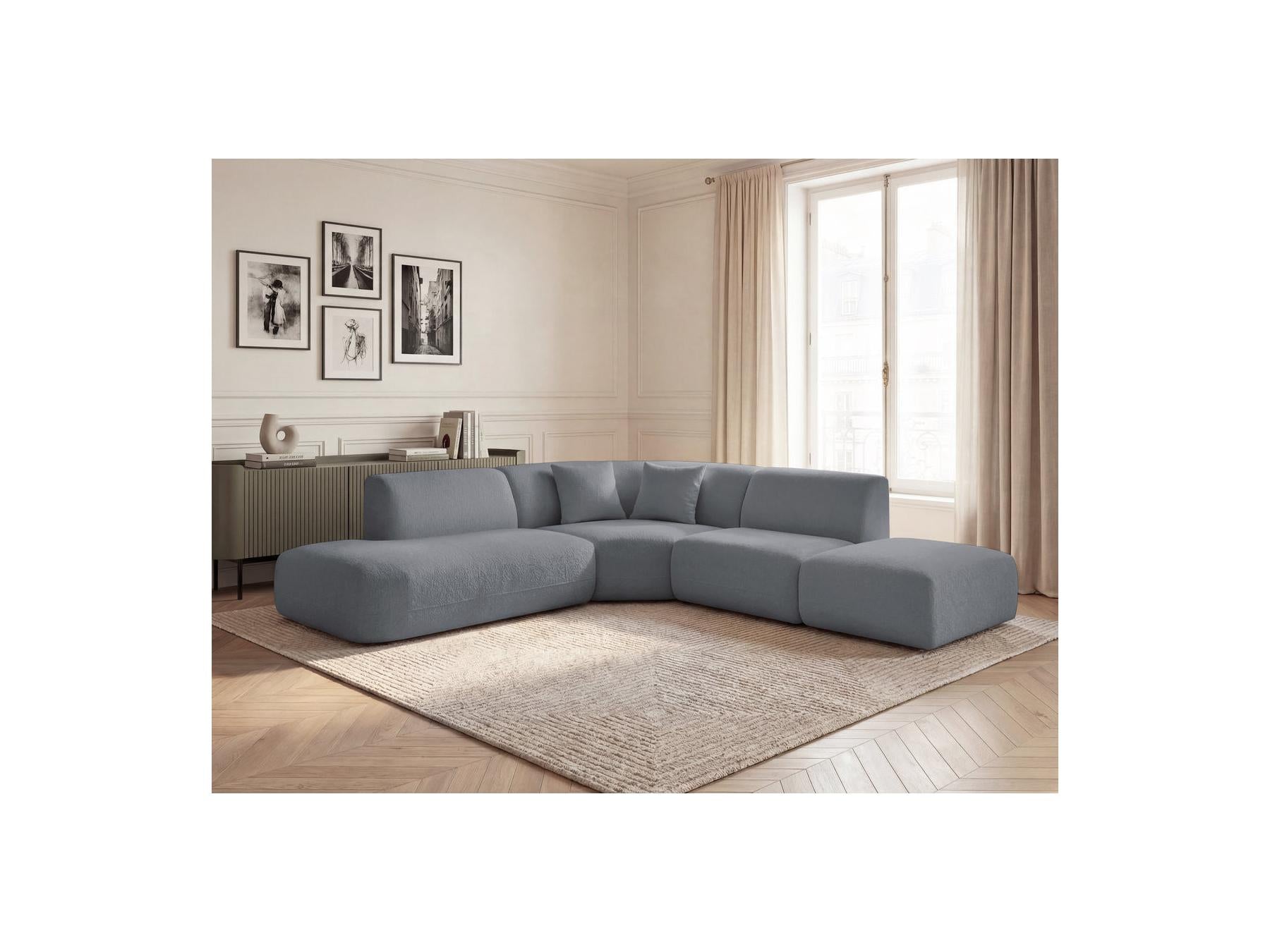 Anda - Canapé D'Angle L Fixe Modulable - Tissu Chenille - Angle Gauche