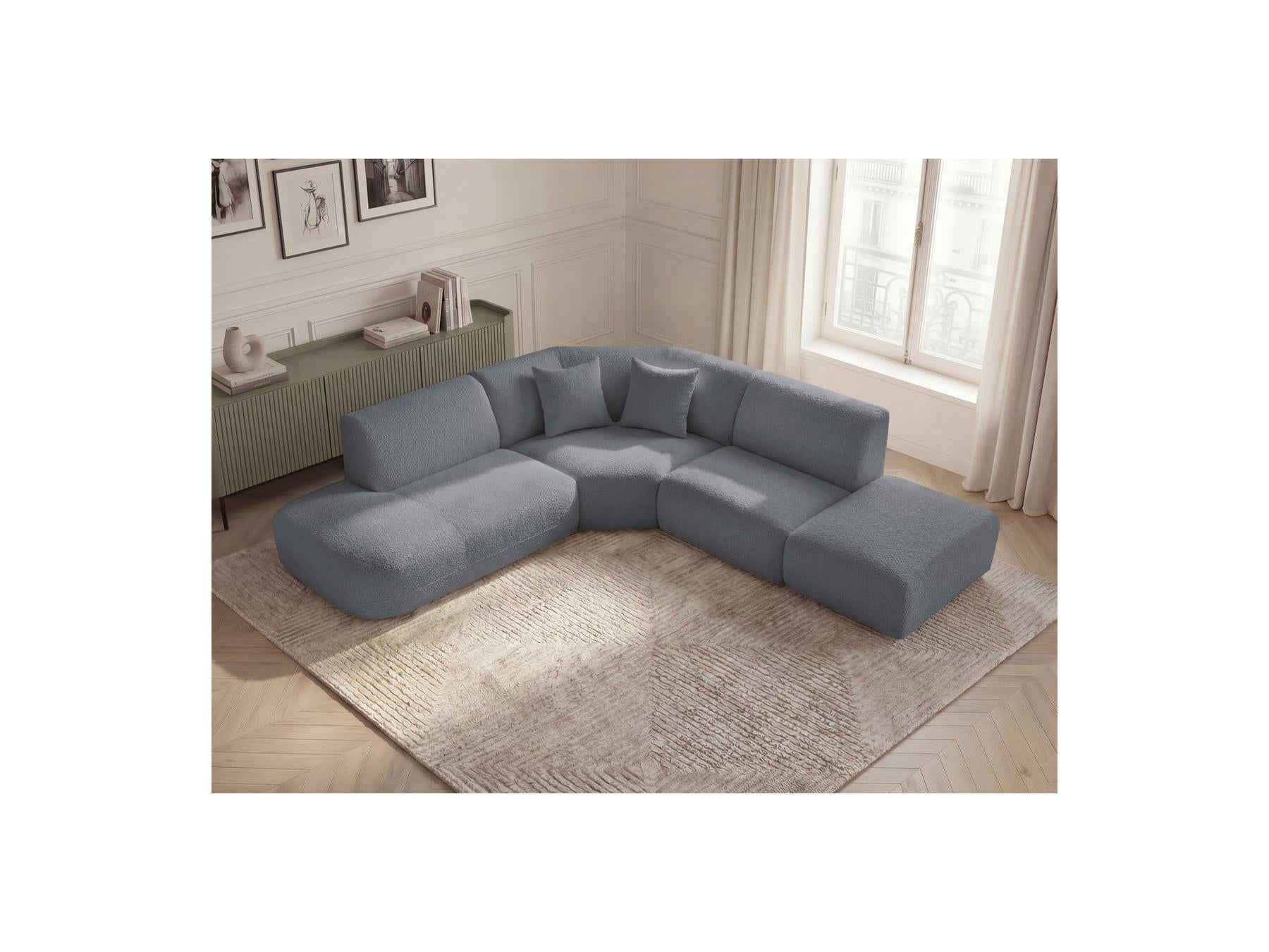 Anda - Canapé D'Angle L Fixe Modulable - Tissu Chenille - Angle Gauche
