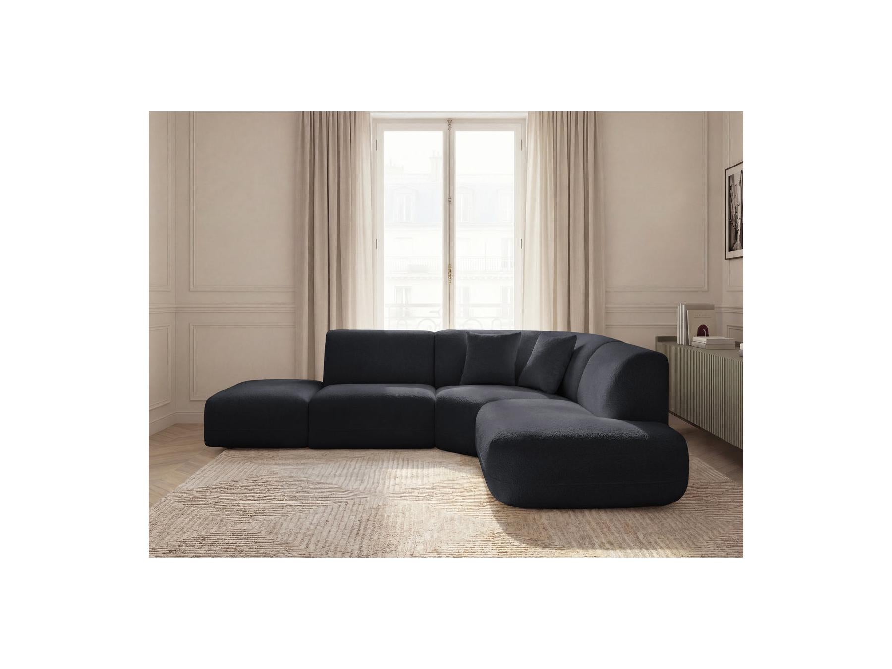 Anda - Canapé D'Angle L Fixe Modulable - Tissu Chenille - Angle Droit