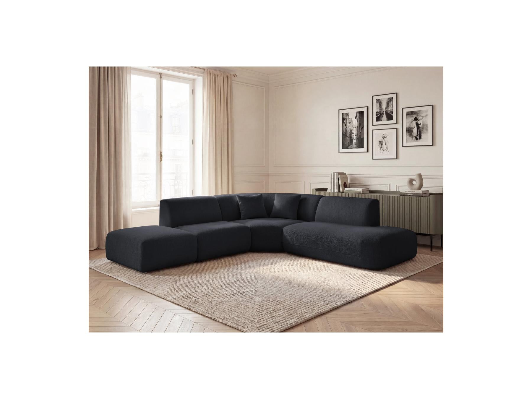 Anda - Canapé D'Angle L Fixe Modulable - Tissu Chenille - Angle Droit