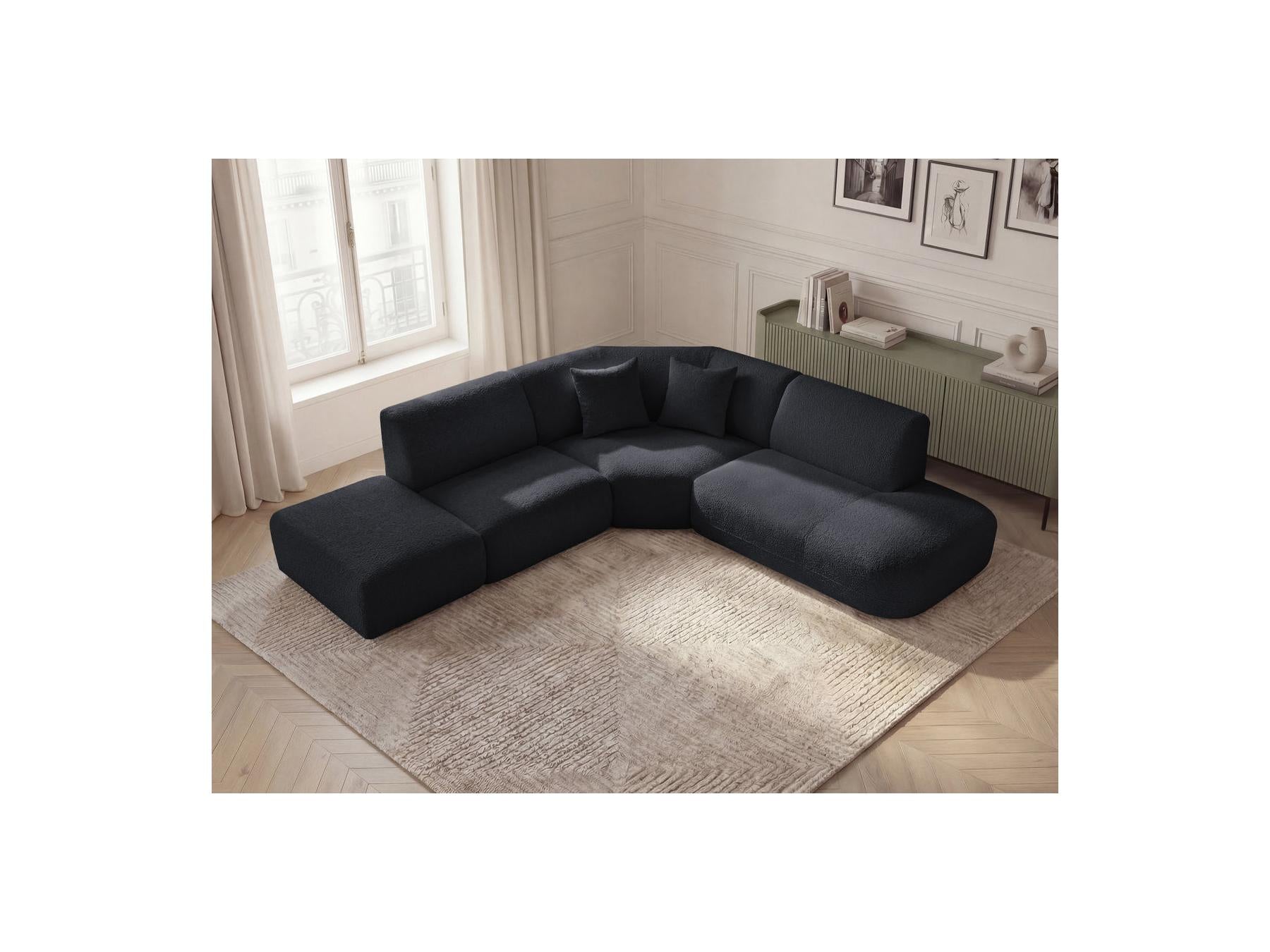Anda - Canapé D'Angle L Fixe Modulable - Tissu Chenille - Angle Droit