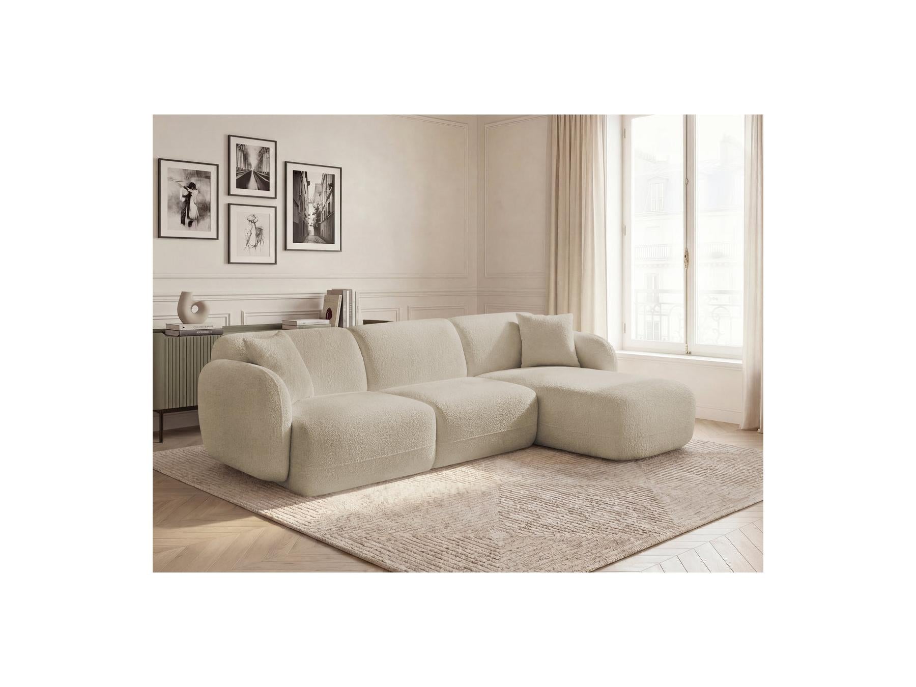 Anda - Canapé D'Angle Fixe Modulable - Tissu Chenille - Angle Droit
