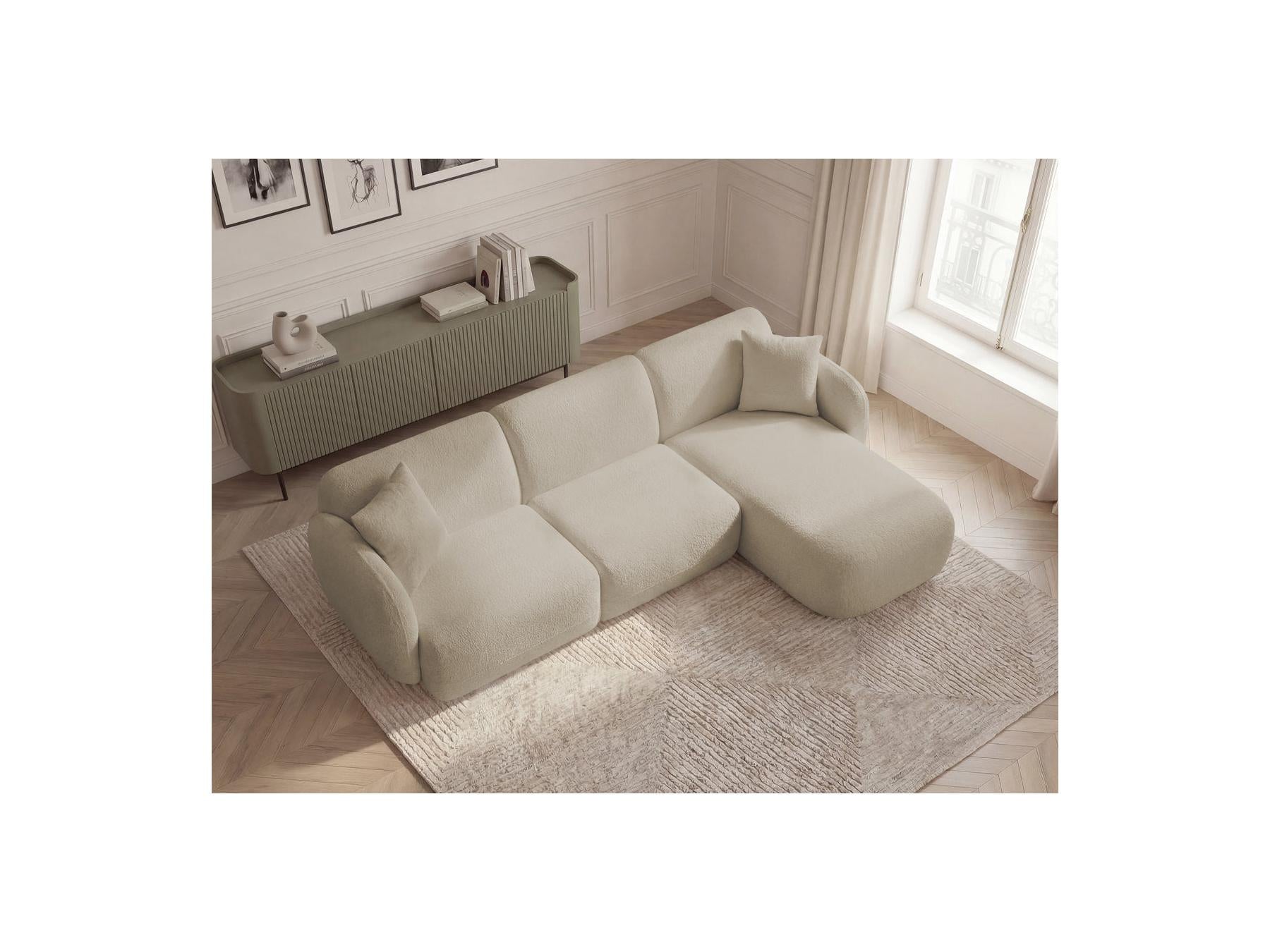 Anda - Canapé D'Angle Fixe Modulable - Tissu Chenille - Angle Droit