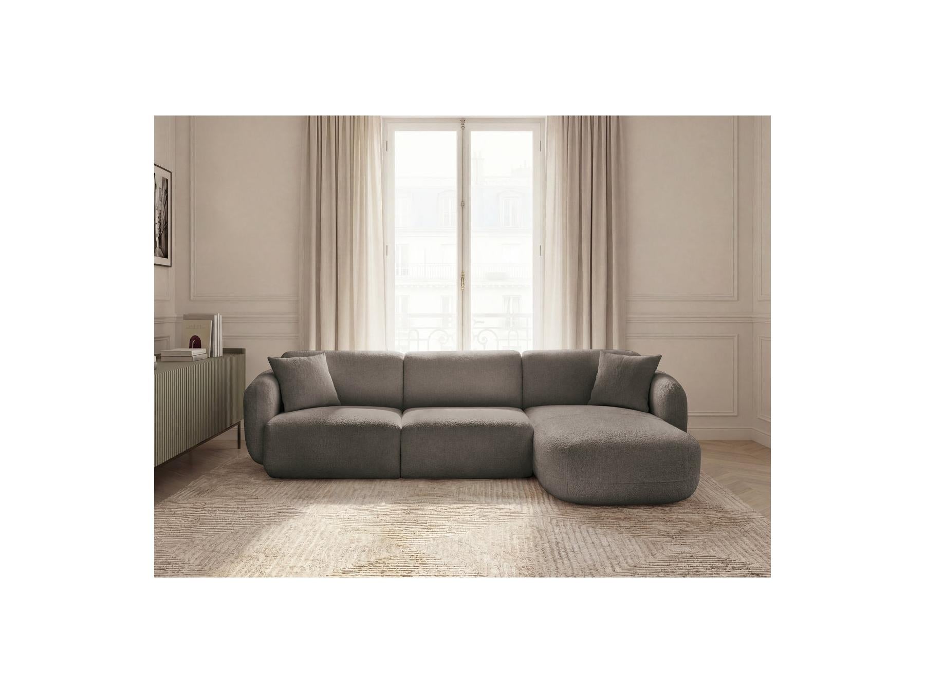 Anda - Canapé D'Angle Fixe Modulable - Tissu Chenille - Angle Droit