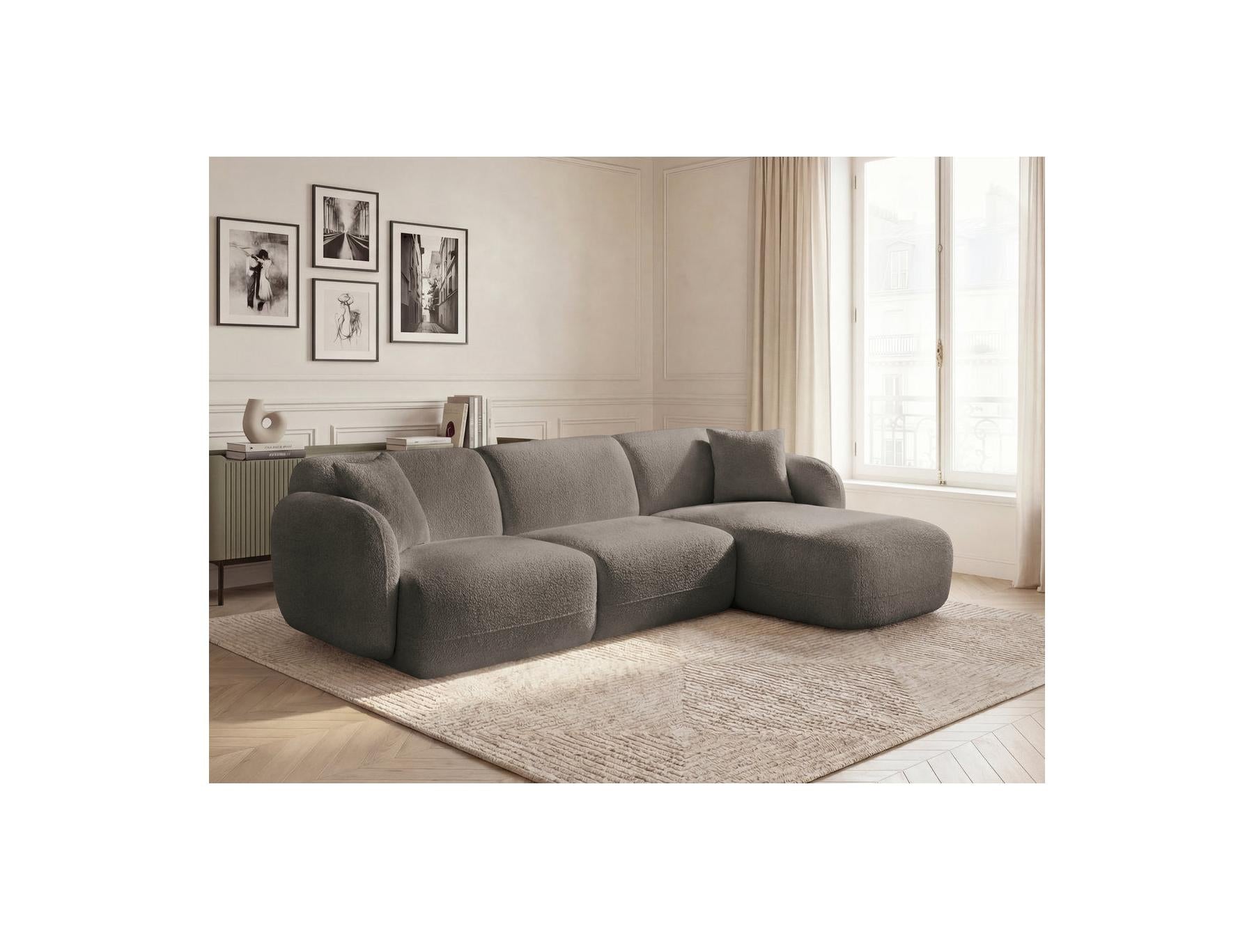 Anda - Canapé D'Angle Fixe Modulable - Tissu Chenille - Angle Droit
