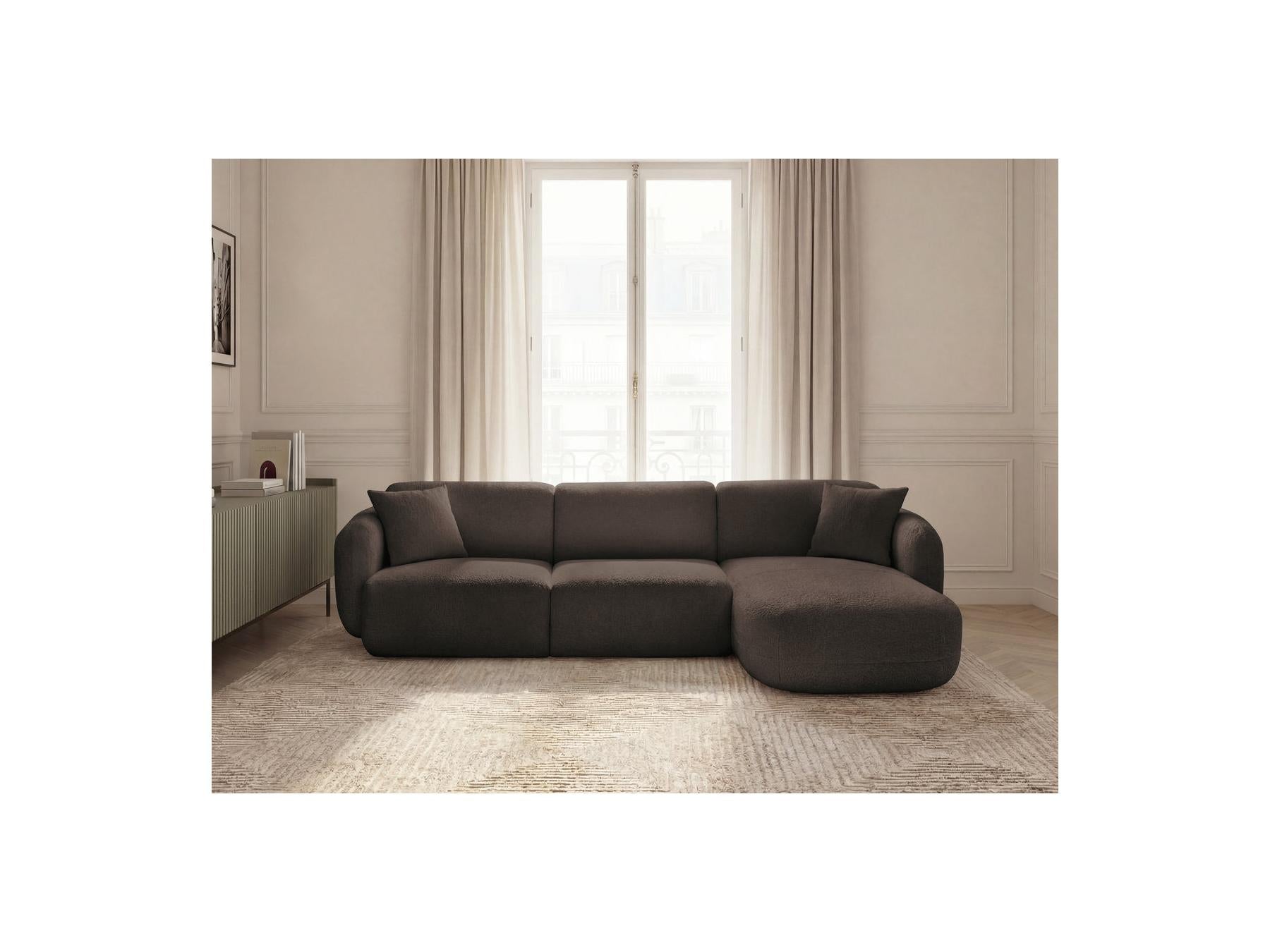 Anda - Canapé D'Angle Fixe Modulable - Tissu Chenille - Angle Droit