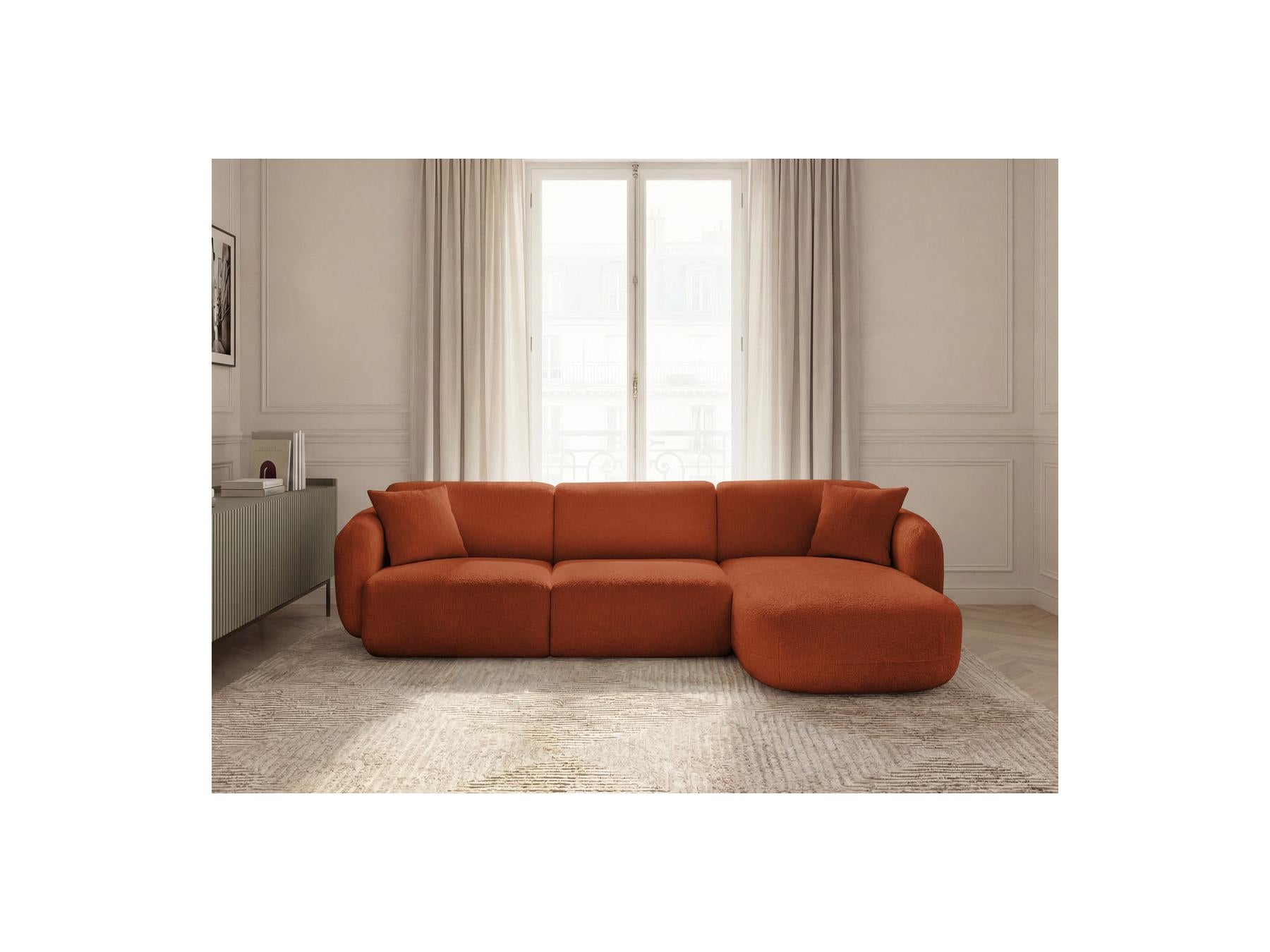 Anda - Canapé D'Angle Fixe Modulable - Tissu Chenille - Angle Droit