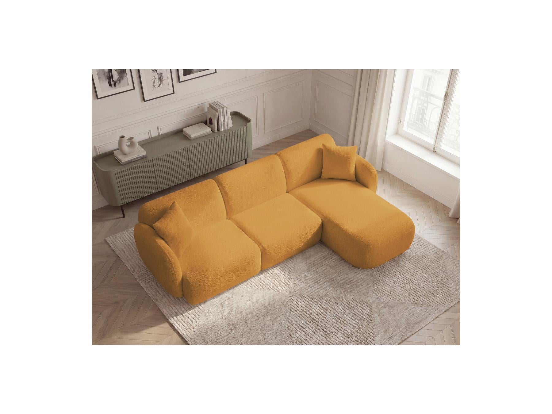 Anda - Canapé D'Angle Fixe Modulable - Tissu Chenille - Angle Droit