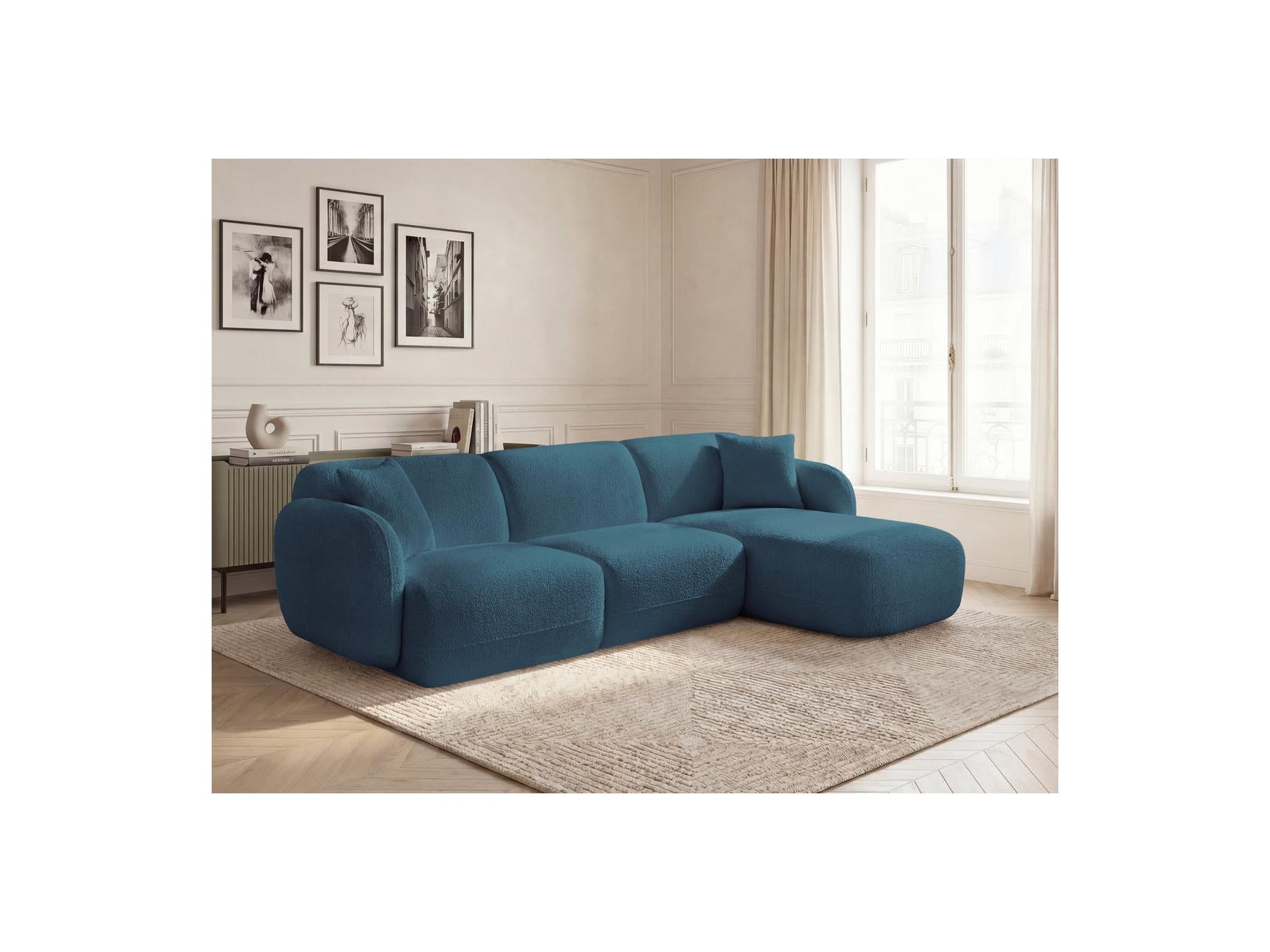Anda - Canapé D'Angle Fixe Modulable - Tissu Chenille - Angle Droit