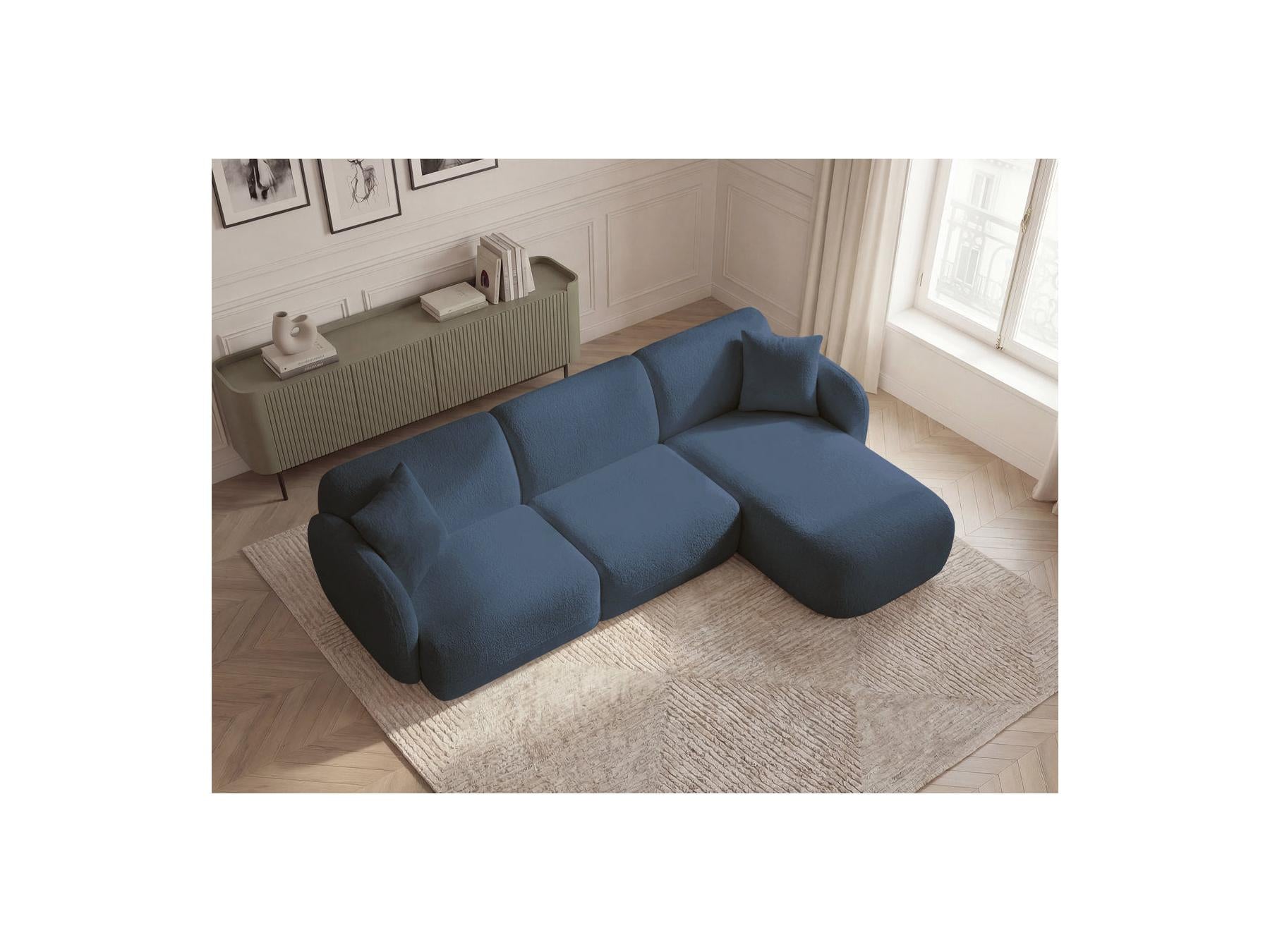 Anda - Canapé D'Angle Fixe Modulable - Tissu Chenille - Angle Droit