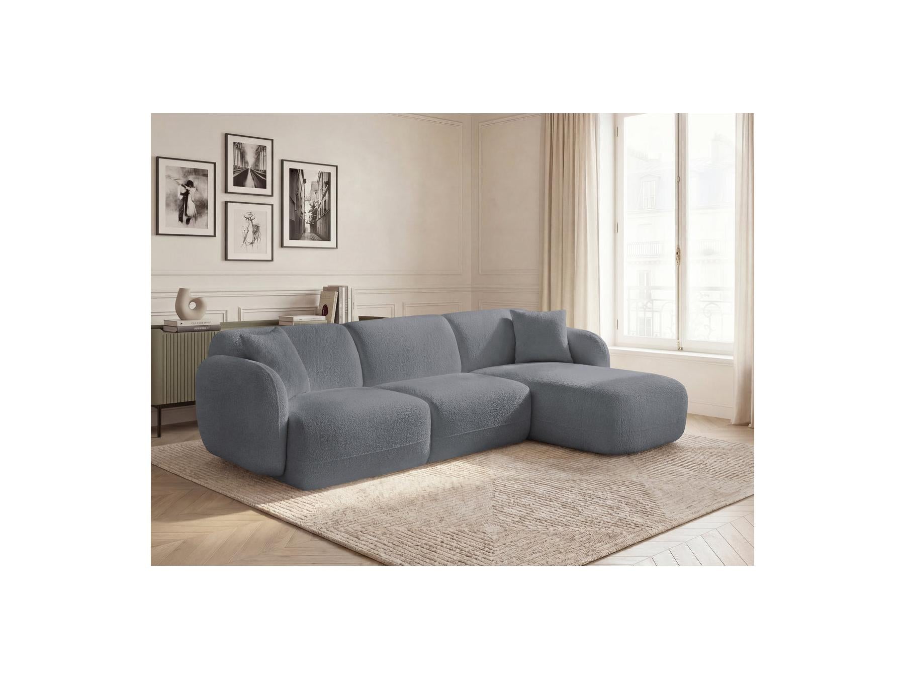 Anda - Canapé D'Angle Fixe Modulable - Tissu Chenille - Angle Droit