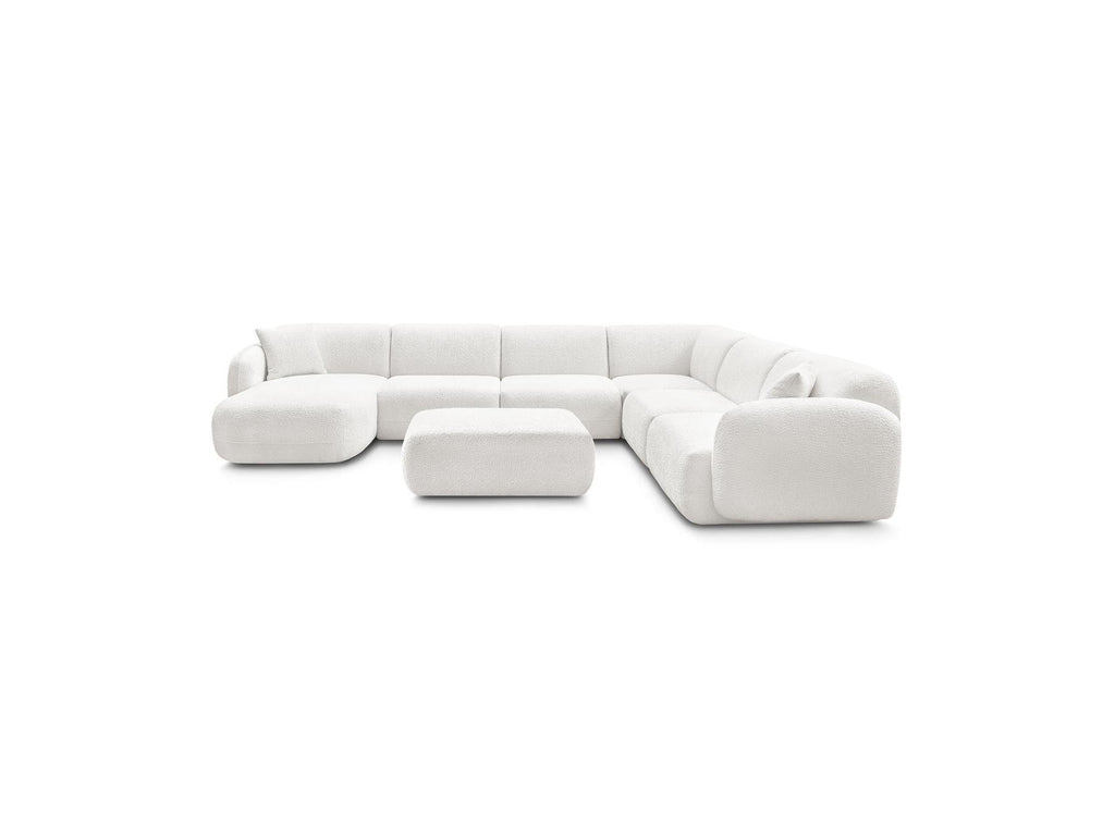 Anda - Canapé Panoramique Fixe Modulable - Avec 4 Chauffeuses, 1 Méridienne, 1 Angle Et 1 Pouf - Angle Droit