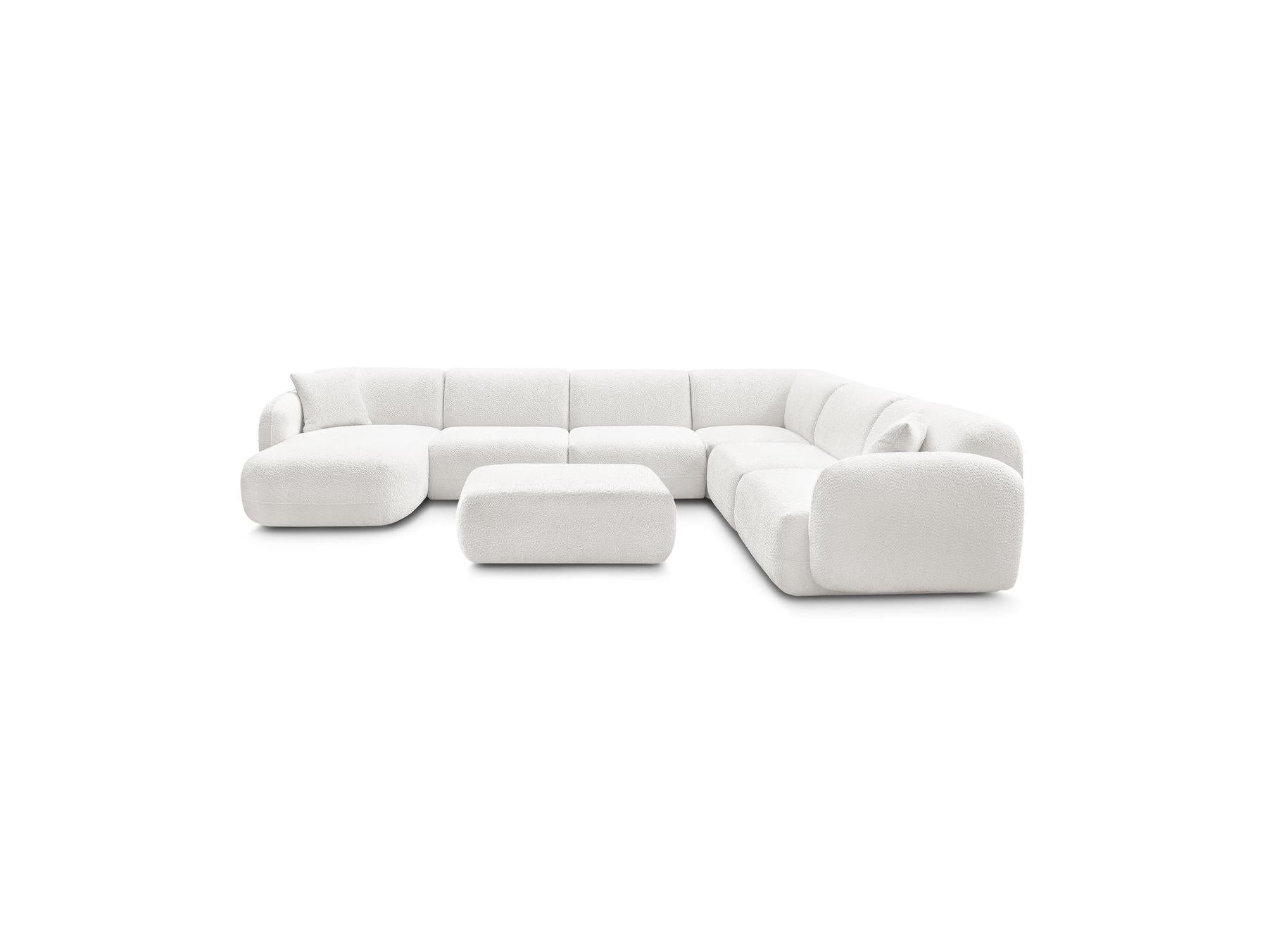 Anda - Canapé Panoramique Fixe Modulable - Avec 4 Chauffeuses, 1 Méridienne, 1 Angle Et 1 Pouf - Angle Droit