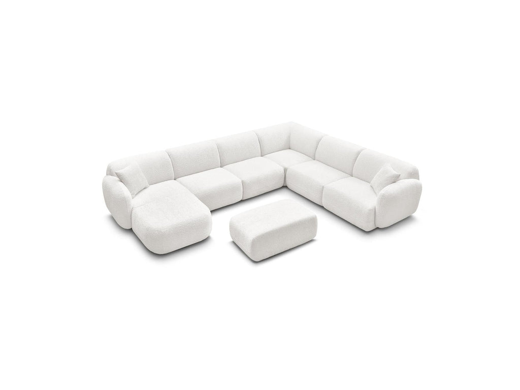Anda - Canapé Panoramique Fixe Modulable - Avec 4 Chauffeuses, 1 Méridienne, 1 Angle Et 1 Pouf - Angle Droit