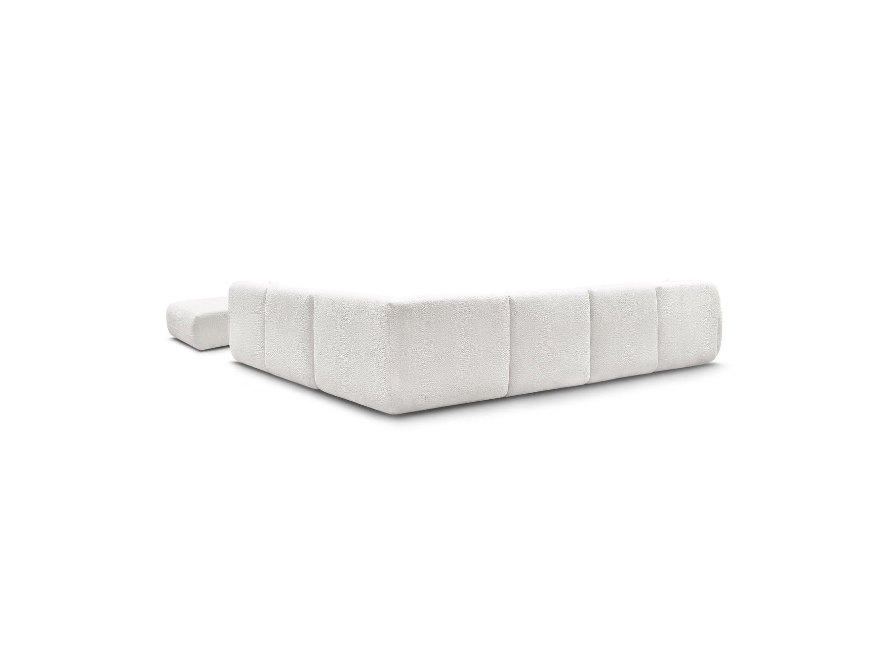 Anda - Canapé Panoramique Fixe Modulable - Avec 4 Chauffeuses, 1 Méridienne, 1 Angle Et 1 Pouf - Angle Droit