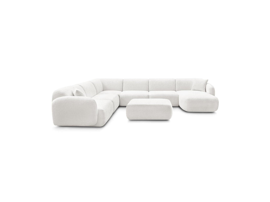 Anda - Canapé Panoramique Fixe Modulable - Avec 4 Chauffeuses, 1 Méridienne, 1 Angle Et 1 Pouf - Angle Gauche