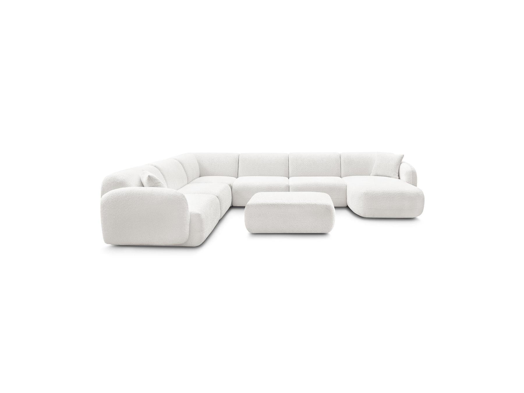 Anda - Canapé Panoramique Fixe Modulable - Avec 4 Chauffeuses, 1 Méridienne, 1 Angle Et 1 Pouf - Angle Gauche