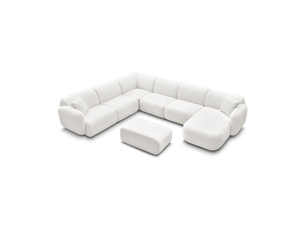 Anda - Canapé Panoramique Fixe Modulable - Avec 4 Chauffeuses, 1 Méridienne, 1 Angle Et 1 Pouf - Angle Gauche