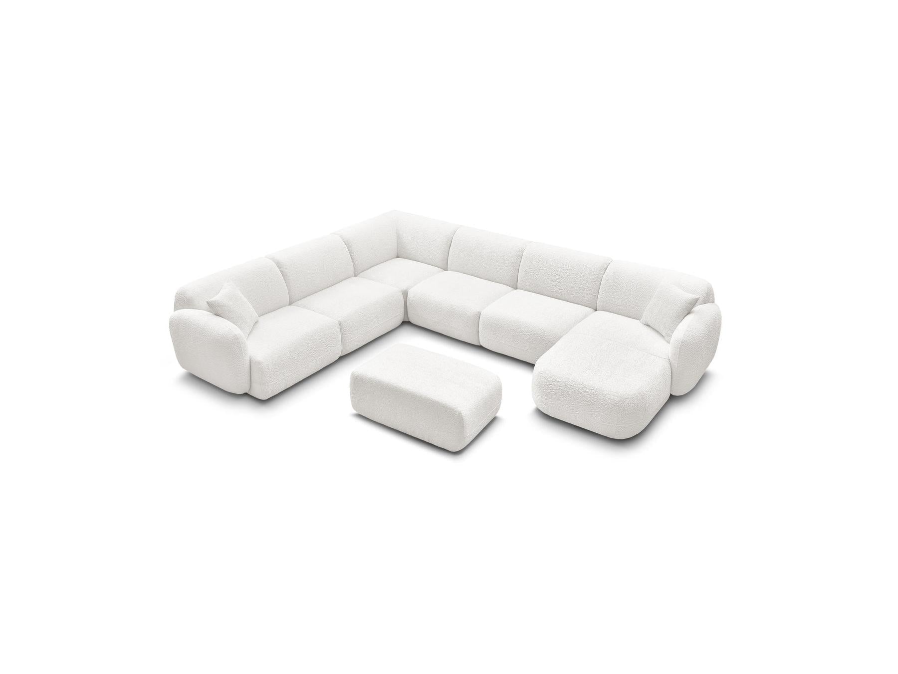 Anda - Canapé Panoramique Fixe Modulable - Avec 4 Chauffeuses, 1 Méridienne, 1 Angle Et 1 Pouf - Angle Gauche