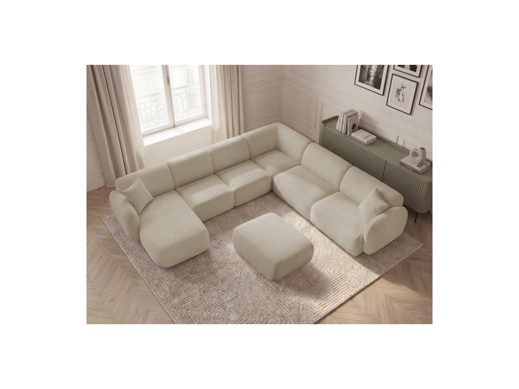Anda - Canapé Panoramique Fixe Modulable - Avec 4 Chauffeuses, 1 Méridienne, 1 Angle Et 1 Pouf - Angle Droit