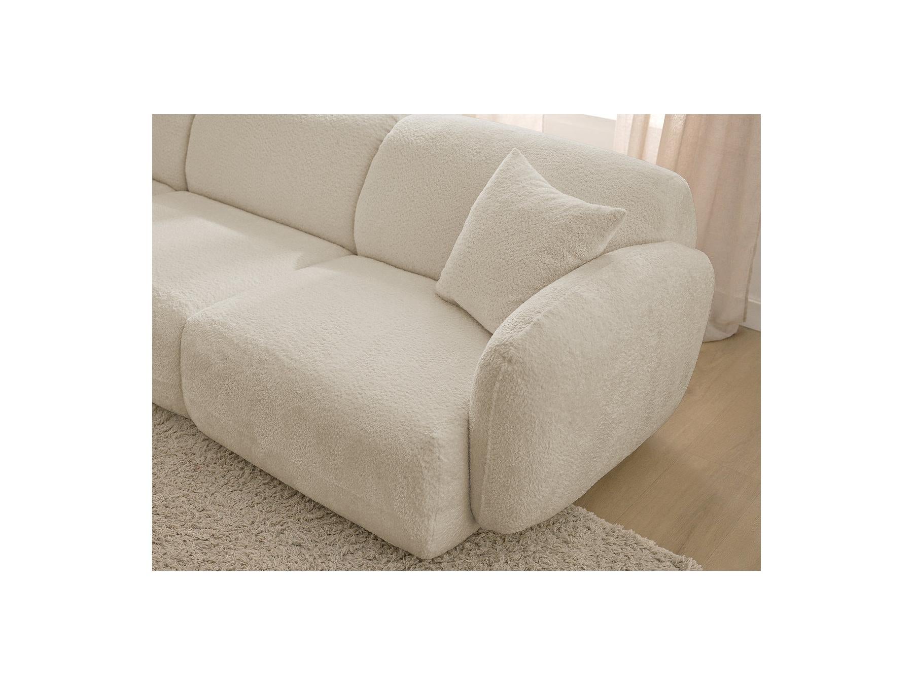 Anda - Canapé Panoramique Fixe Modulable - Avec 4 Chauffeuses, 1 Méridienne, 1 Angle Et 1 Pouf - Angle Droit