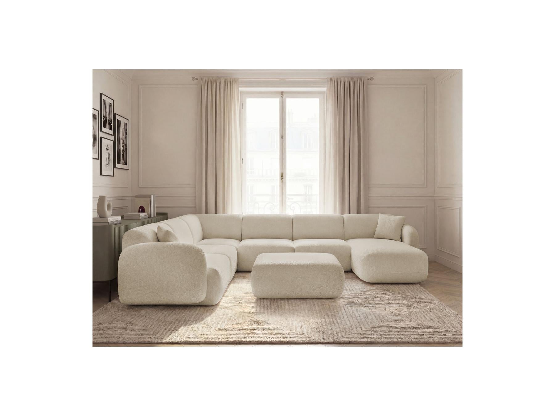 Anda - Canapé Panoramique Fixe Modulable - Avec 4 Chauffeuses, 1 Méridienne, 1 Angle Et 1 Pouf - Angle Gauche