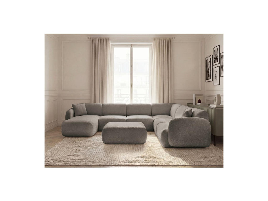 Anda - Canapé Panoramique Fixe Modulable - Avec 4 Chauffeuses, 1 Méridienne, 1 Angle Et 1 Pouf - Angle Droit