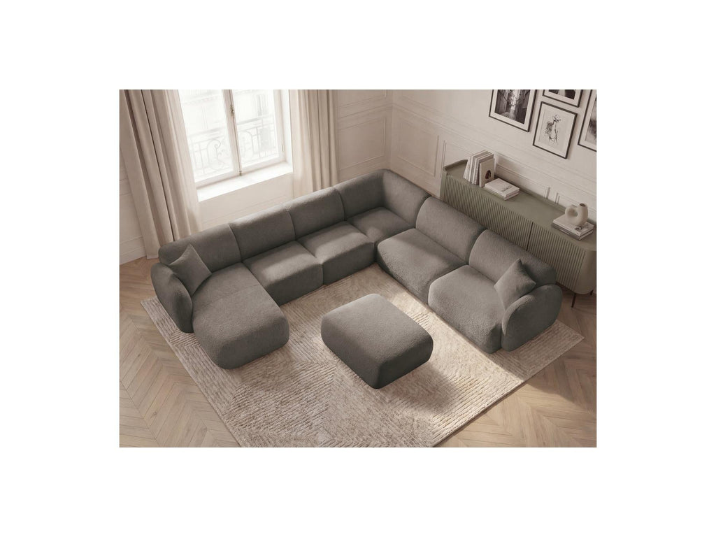 Anda - Canapé Panoramique Fixe Modulable - Avec 4 Chauffeuses, 1 Méridienne, 1 Angle Et 1 Pouf - Angle Droit