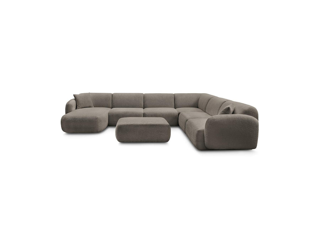 Anda - Canapé Panoramique Fixe Modulable - Avec 4 Chauffeuses, 1 Méridienne, 1 Angle Et 1 Pouf - Angle Droit