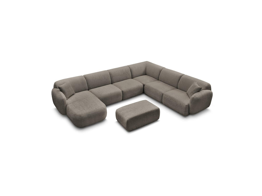 Anda - Canapé Panoramique Fixe Modulable - Avec 4 Chauffeuses, 1 Méridienne, 1 Angle Et 1 Pouf - Angle Droit
