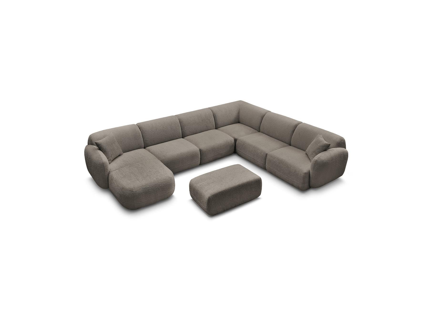 Anda - Canapé Panoramique Fixe Modulable - Avec 4 Chauffeuses, 1 Méridienne, 1 Angle Et 1 Pouf - Angle Droit
