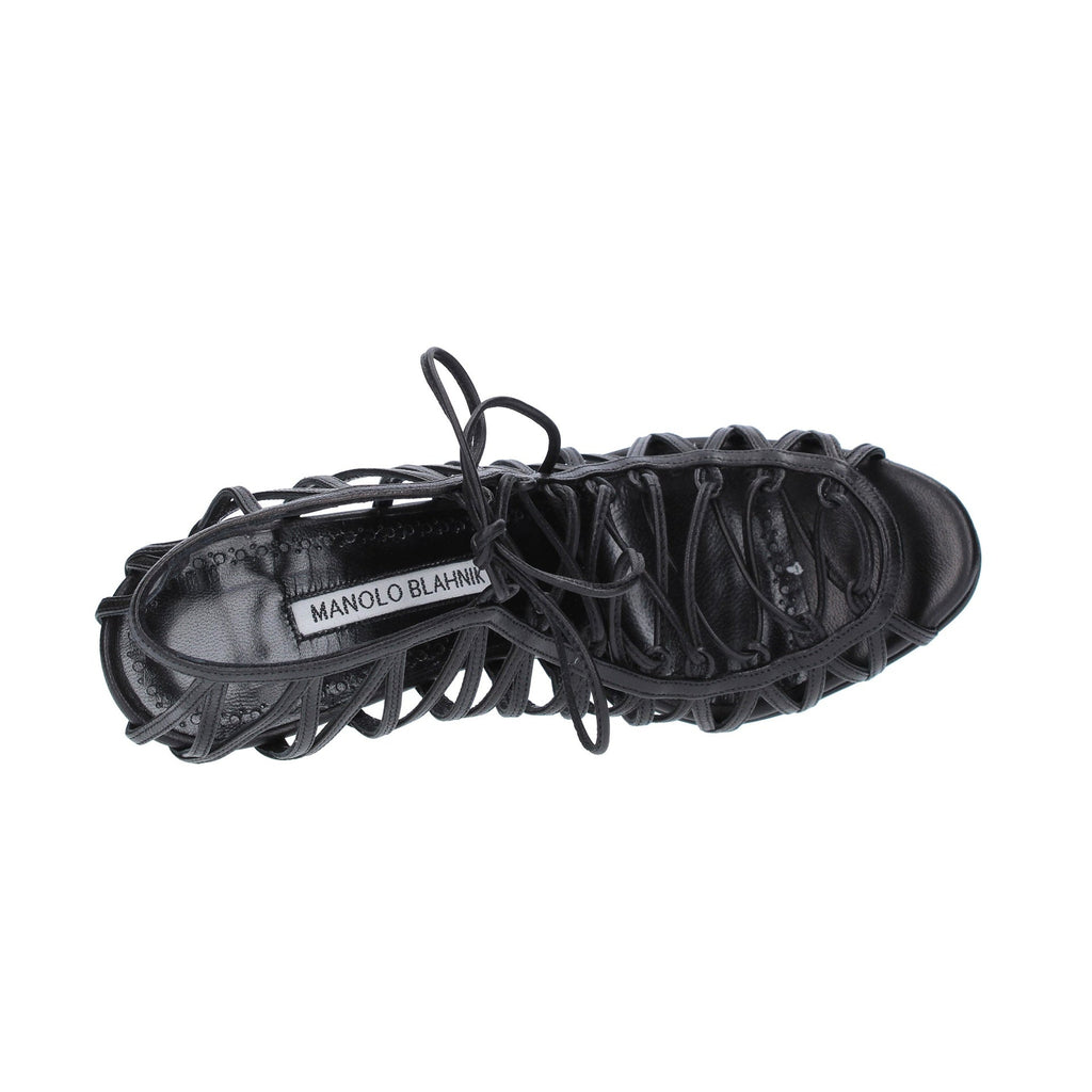 Manolo Blahnik Hamza 105 Leather Sandals - Black - Femme