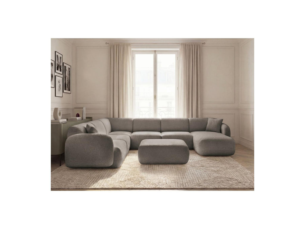 Anda - Canapé Panoramique Fixe Modulable - Avec 4 Chauffeuses, 1 Méridienne, 1 Angle Et 1 Pouf - Angle Gauche