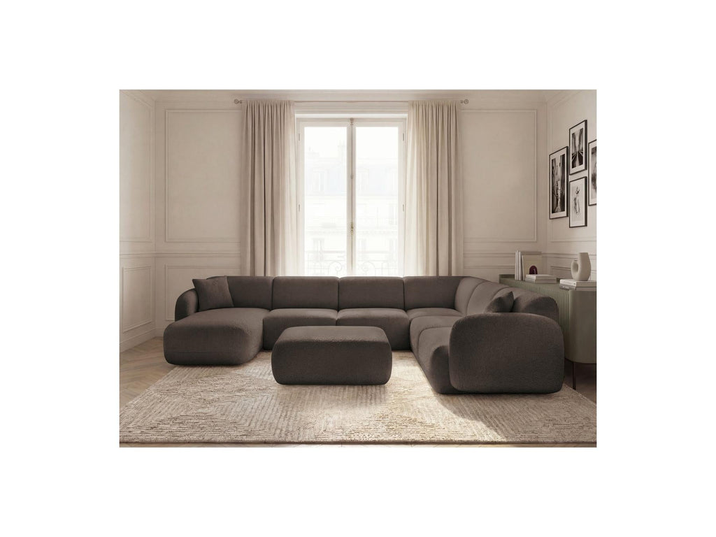 Anda - Canapé Panoramique Fixe Modulable - Avec 4 Chauffeuses, 1 Méridienne, 1 Angle Et 1 Pouf - Angle Droit